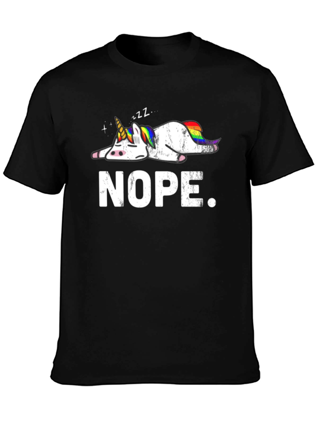 Nope Lazy Unicorn Graphic T-Shirt