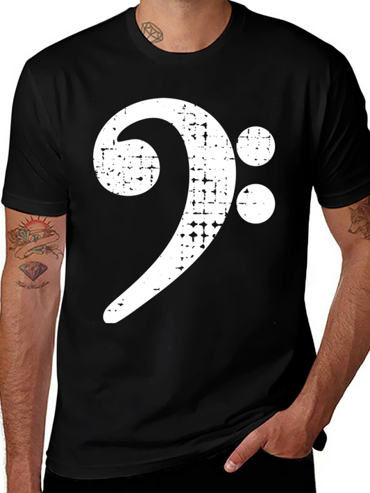 Bass Clef Distressed Graphic Tee - Music Lover T-Shirt
