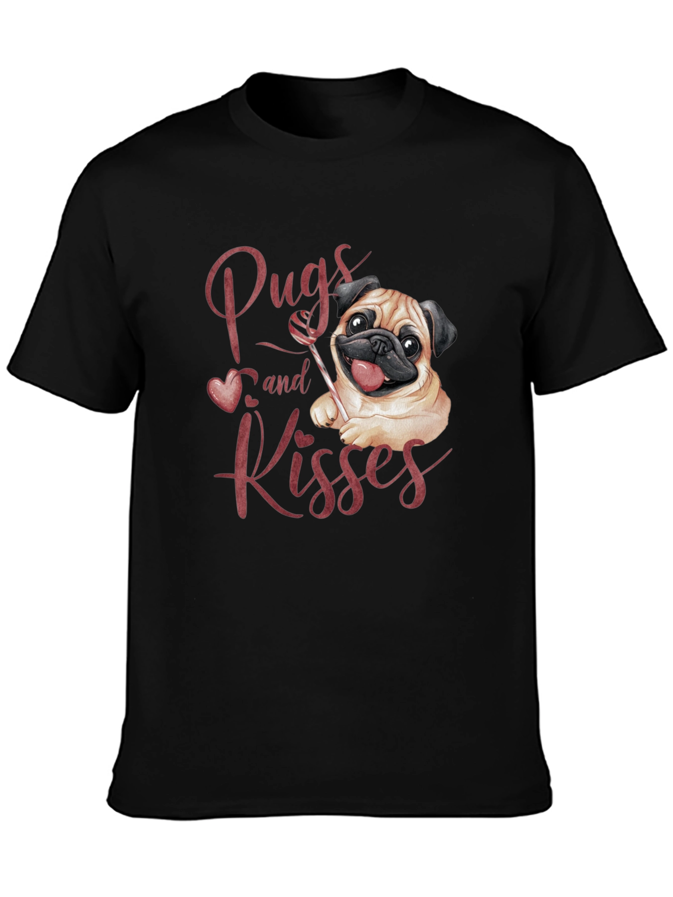 Pugs and Kisses Graphic Tee - Black