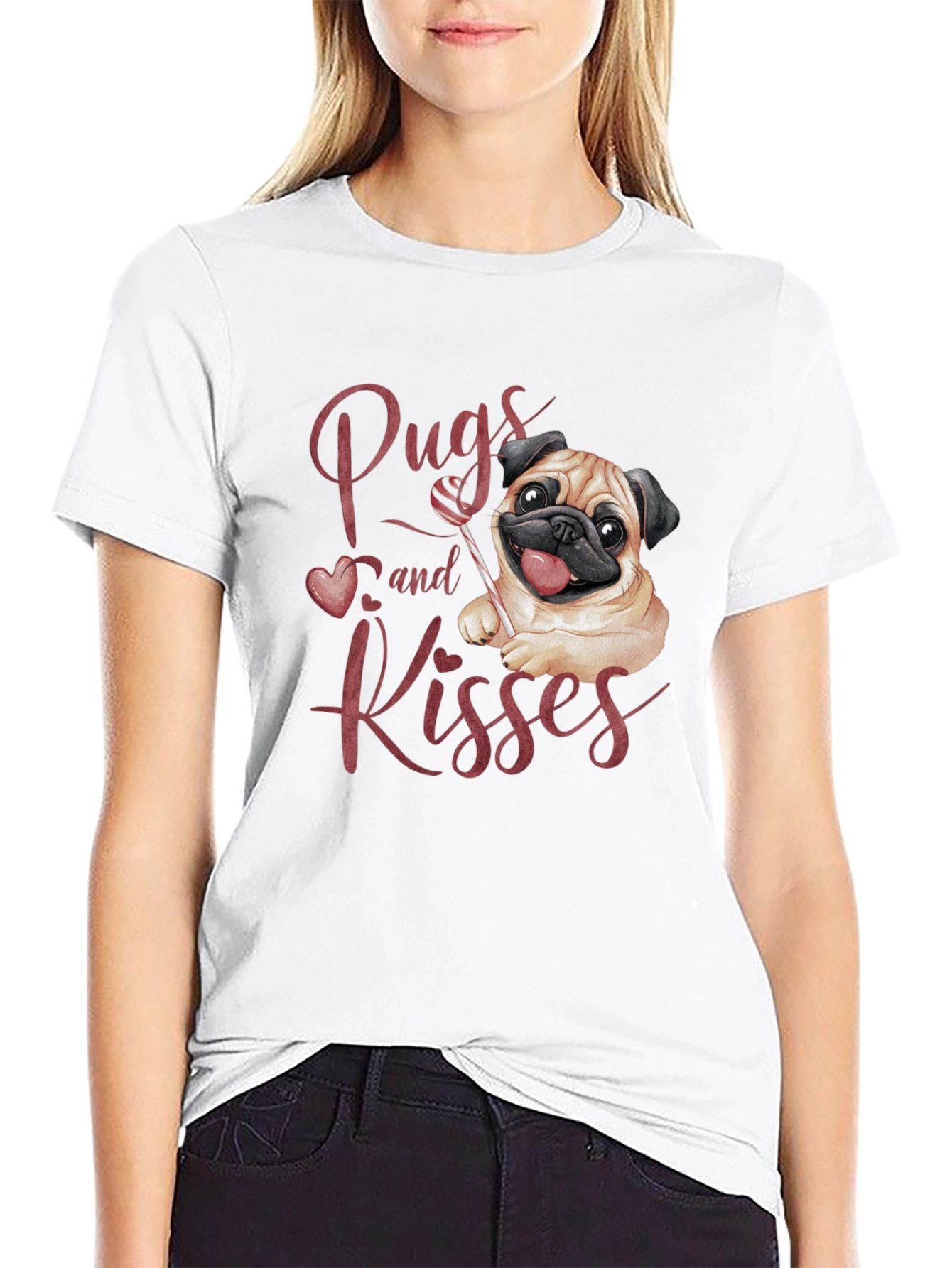 Pugs and Kisses Graphic Tee - Black