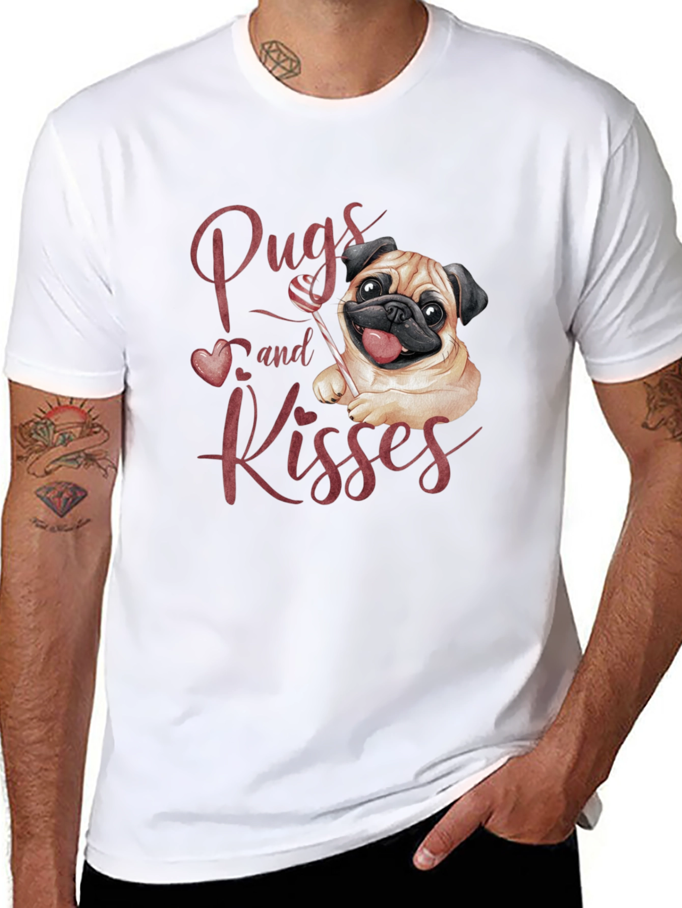 Pugs and Kisses Graphic Tee - Black