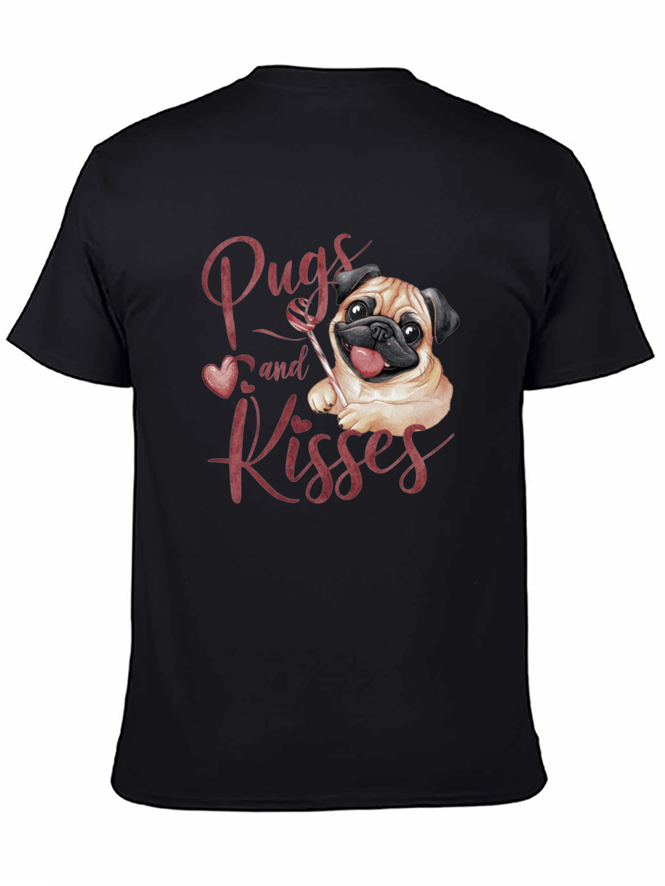 Pugs and Kisses Graphic Tee - Black