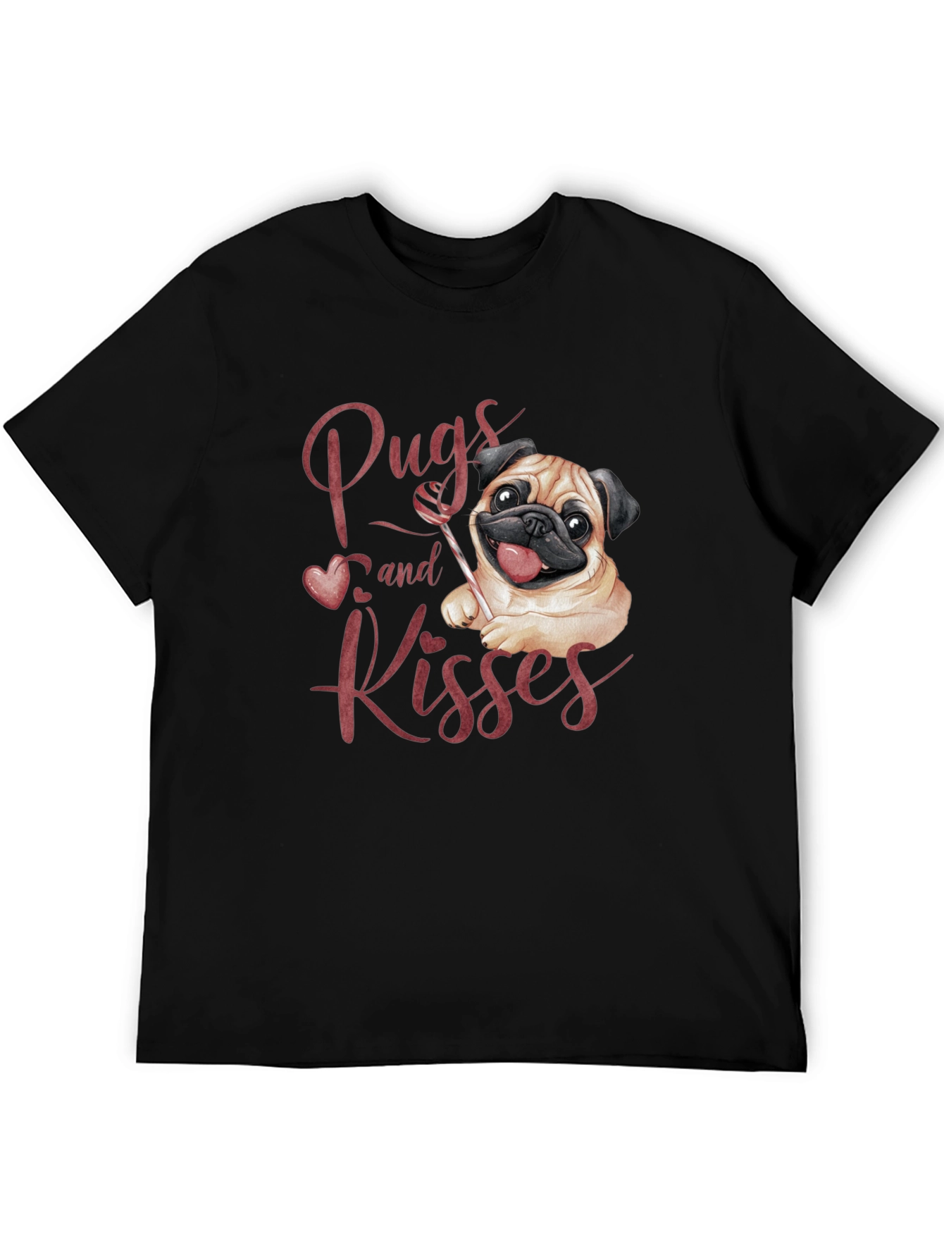 Pugs and Kisses Graphic Tee - Black