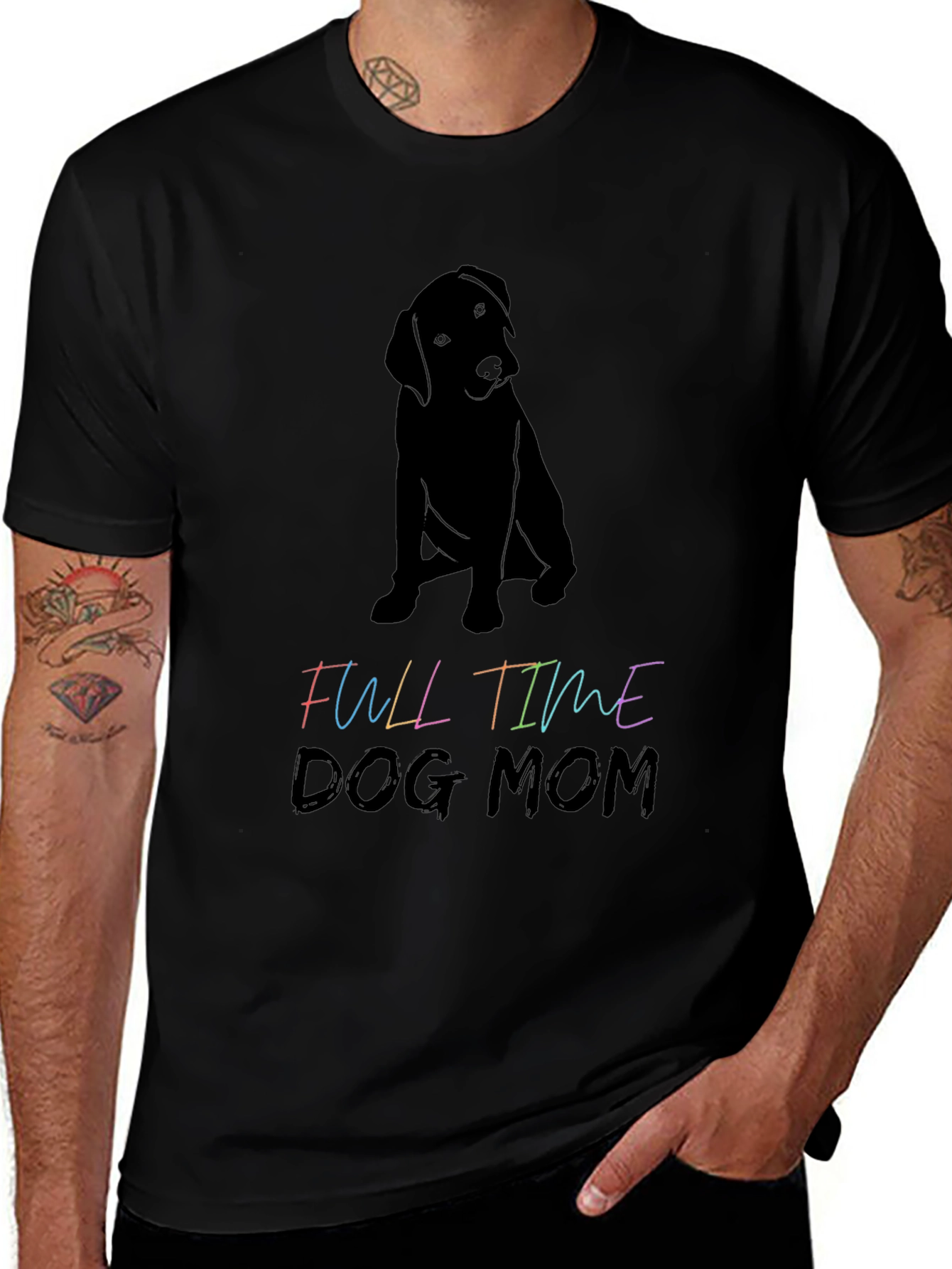 Full Time Dog Mom Graphic Tee - Black T-Shirt