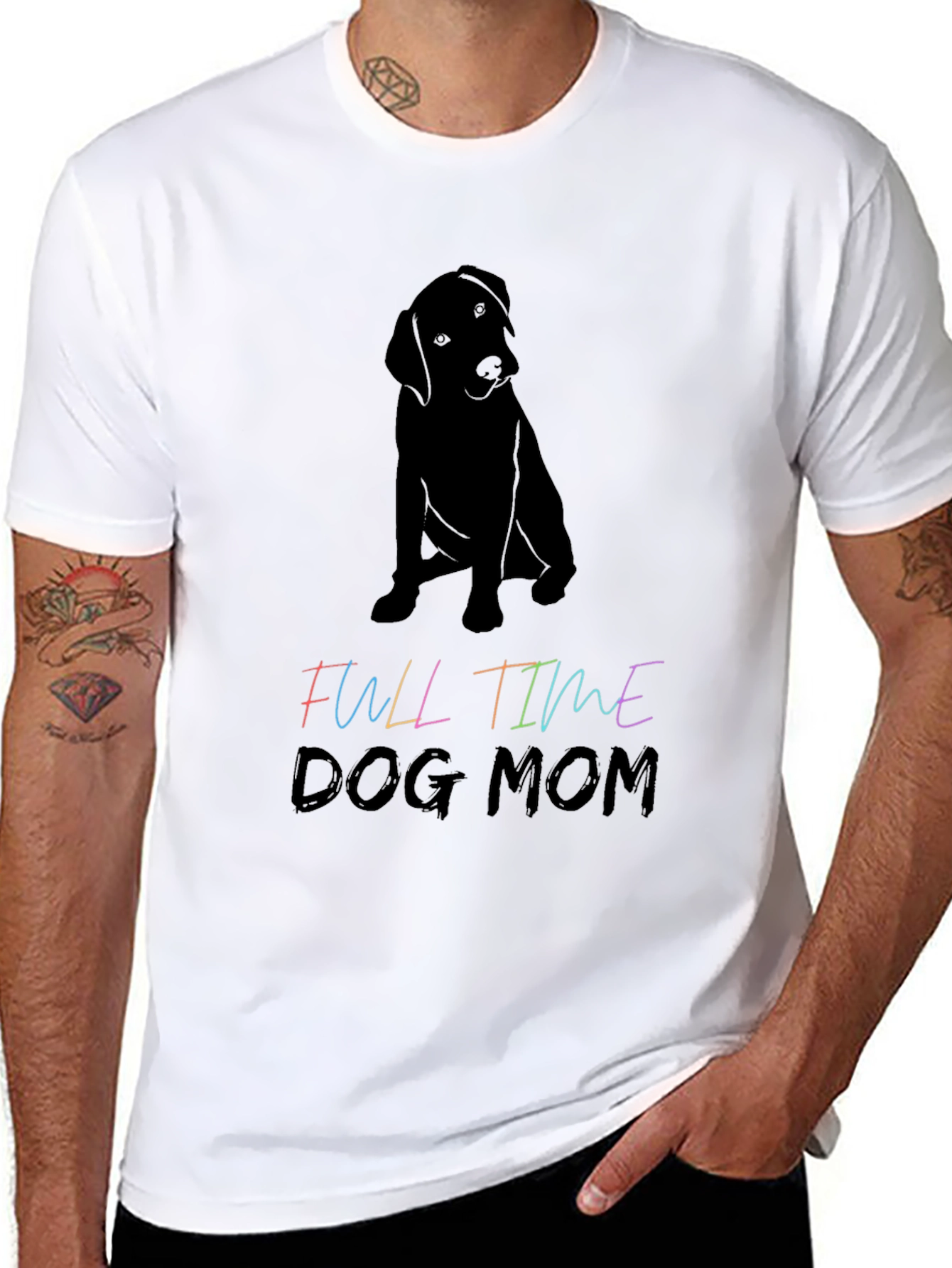Full Time Dog Mom Graphic Tee - Black T-Shirt