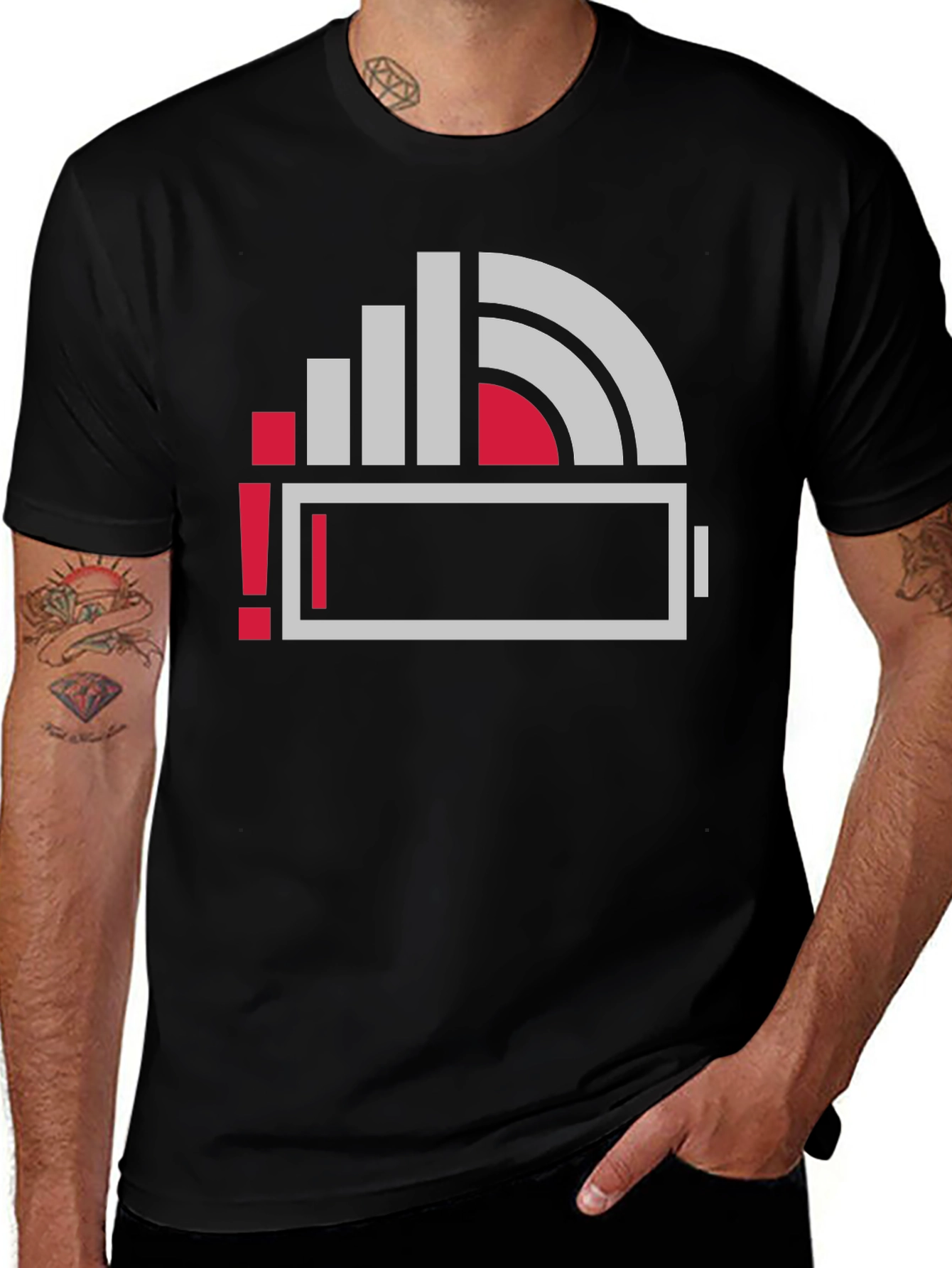 Low Battery Icon Graphic Print T-Shirt