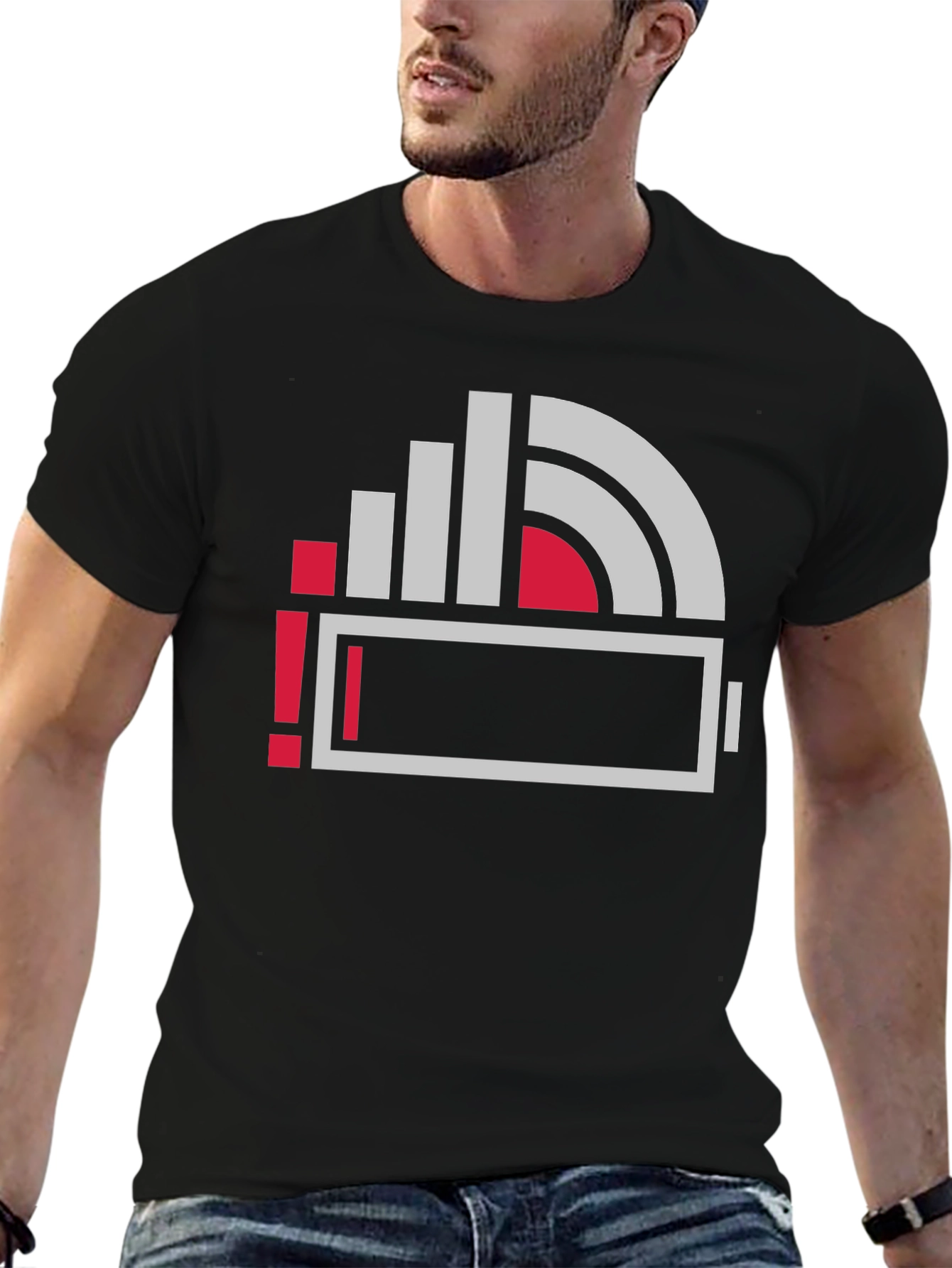 Low Battery Icon Graphic Print T-Shirt