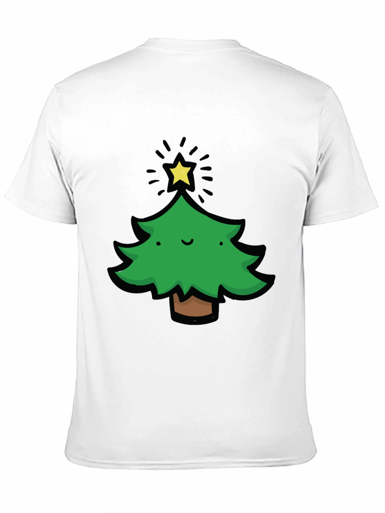 Festive Christmas Tree Graphic Tee - Black