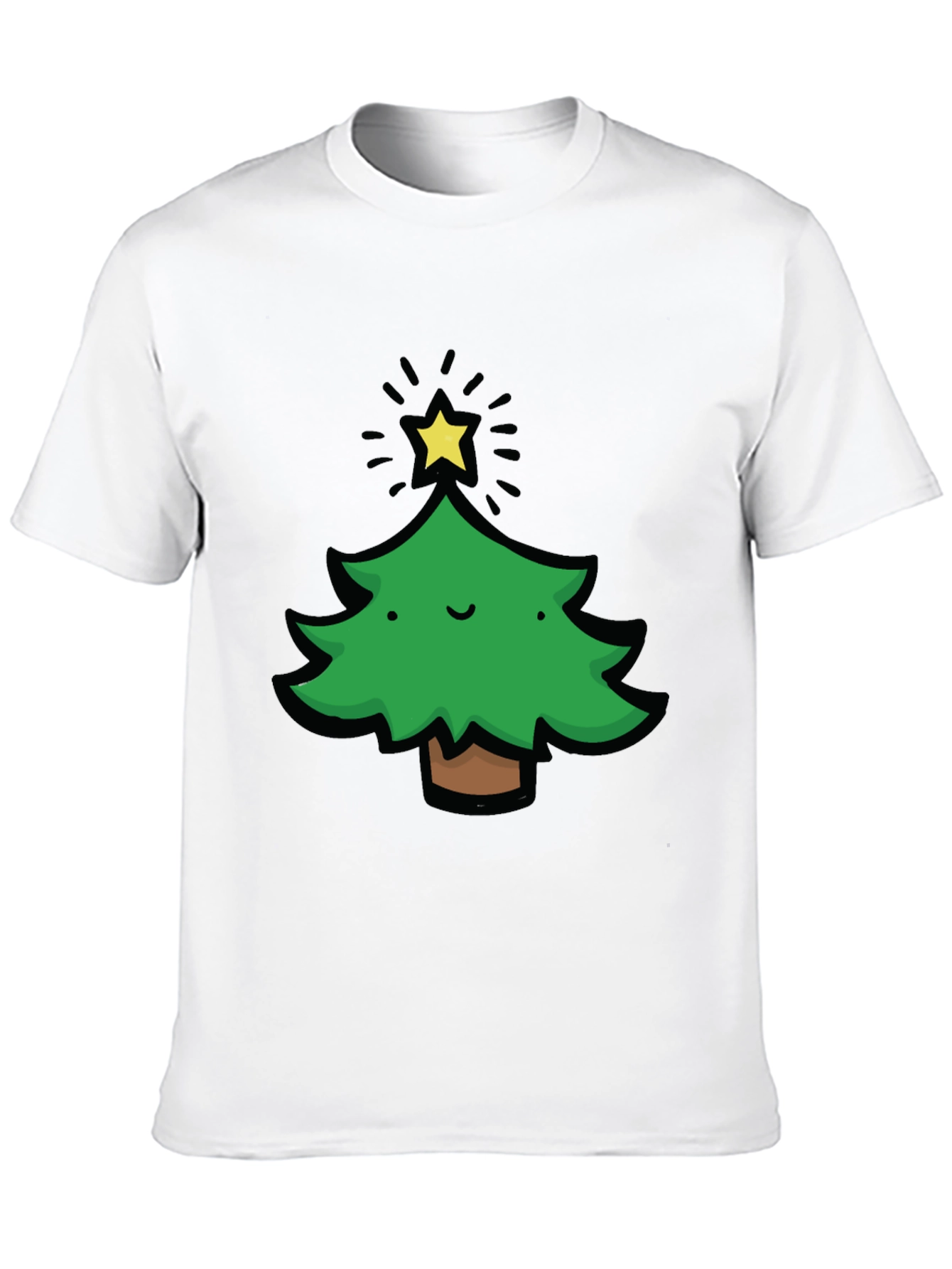 Festive Christmas Tree Graphic Tee - Black