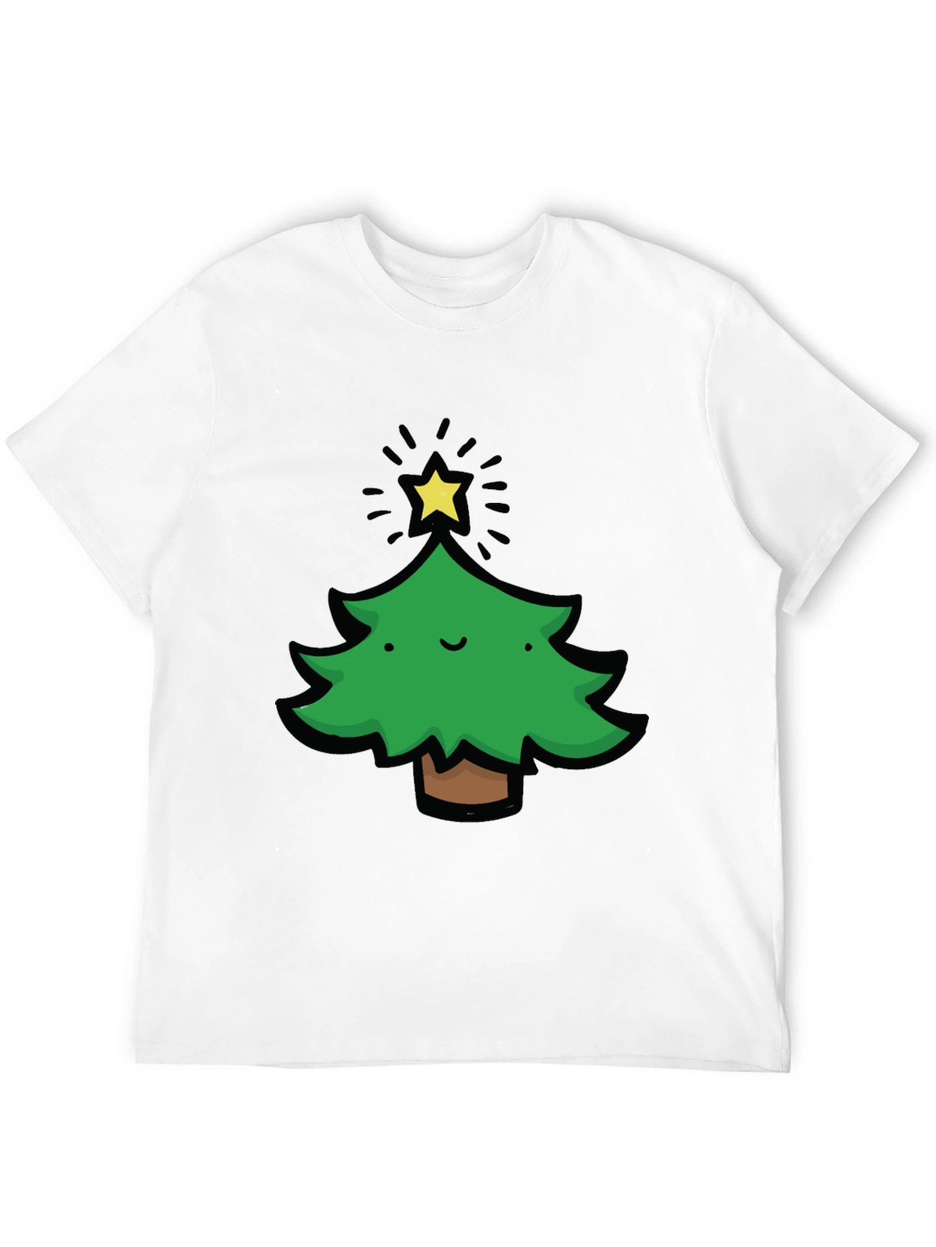 Festive Christmas Tree Graphic Tee - Black