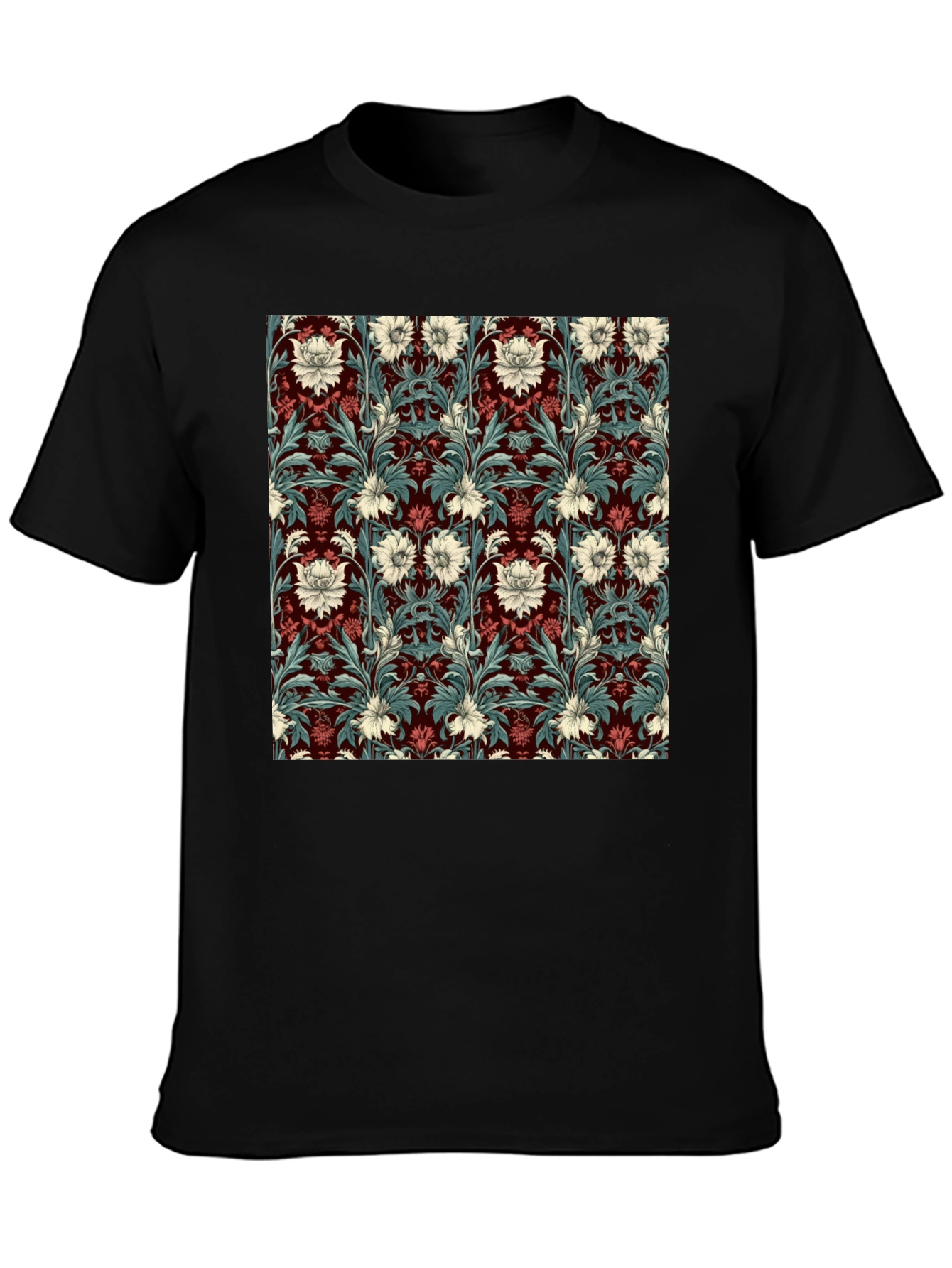 Floral Pattern T-Shirt Red & White Botanical Design