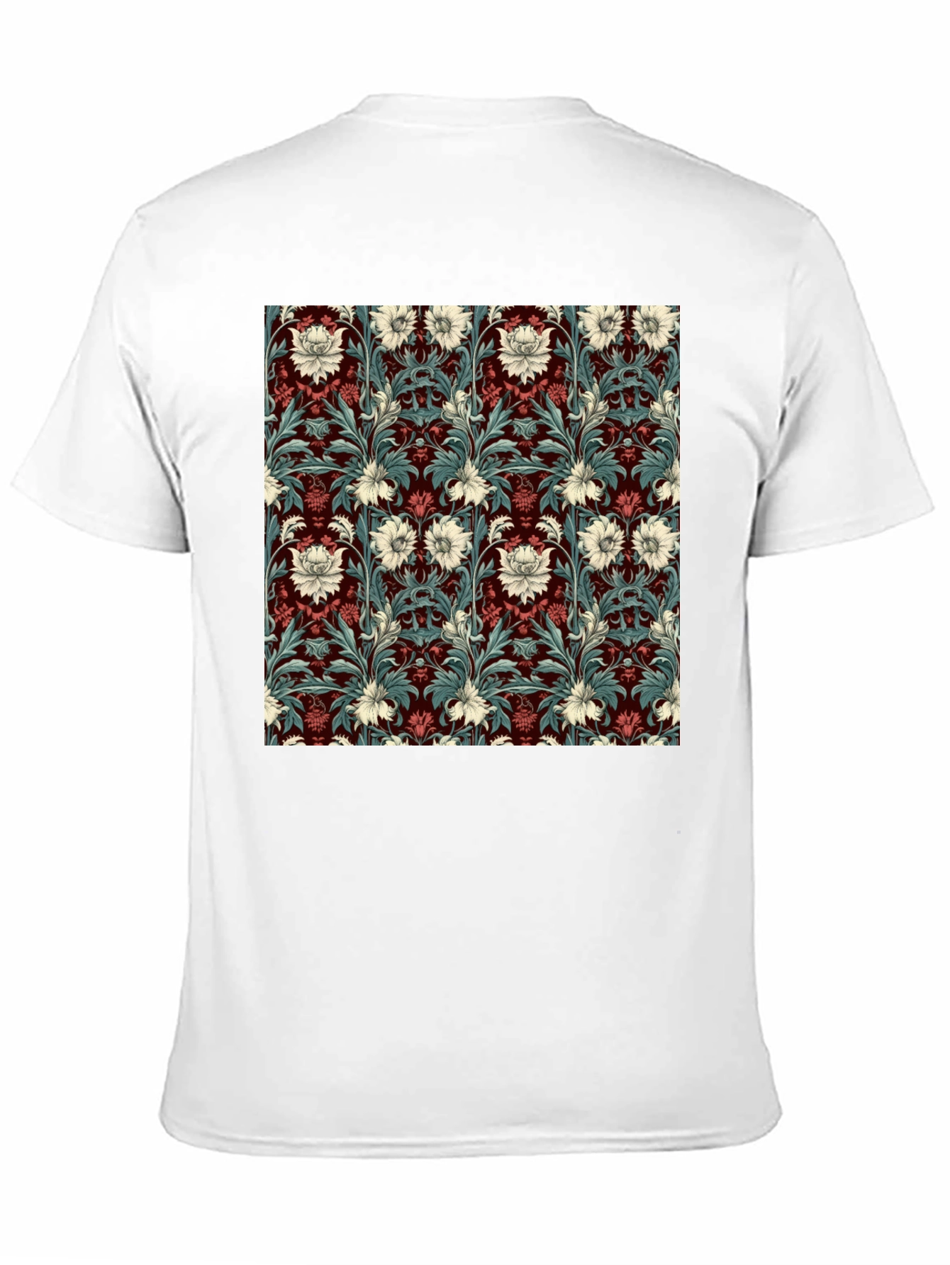 Floral Pattern T-Shirt Red & White Botanical Design