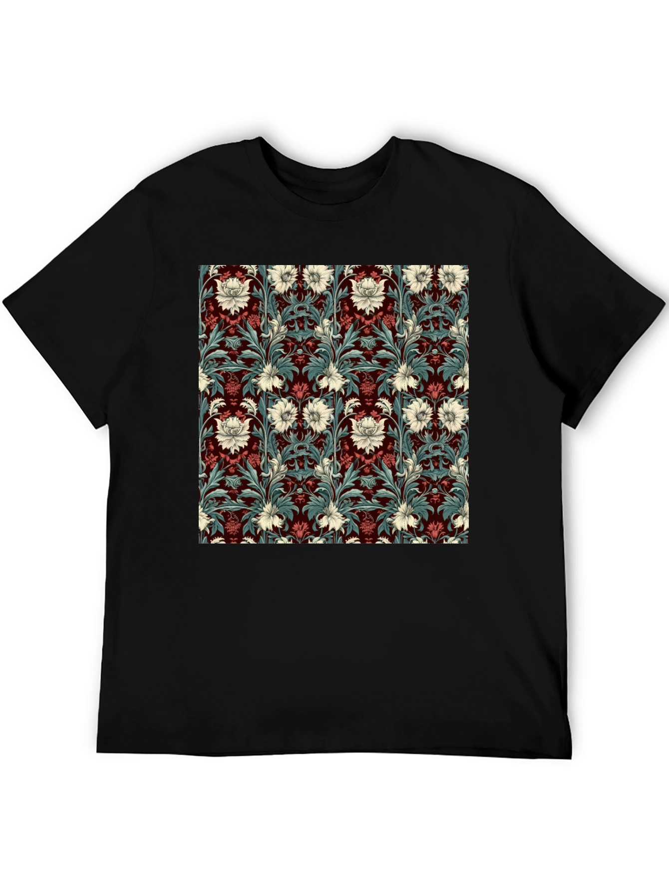 Floral Pattern T-Shirt Red & White Botanical Design