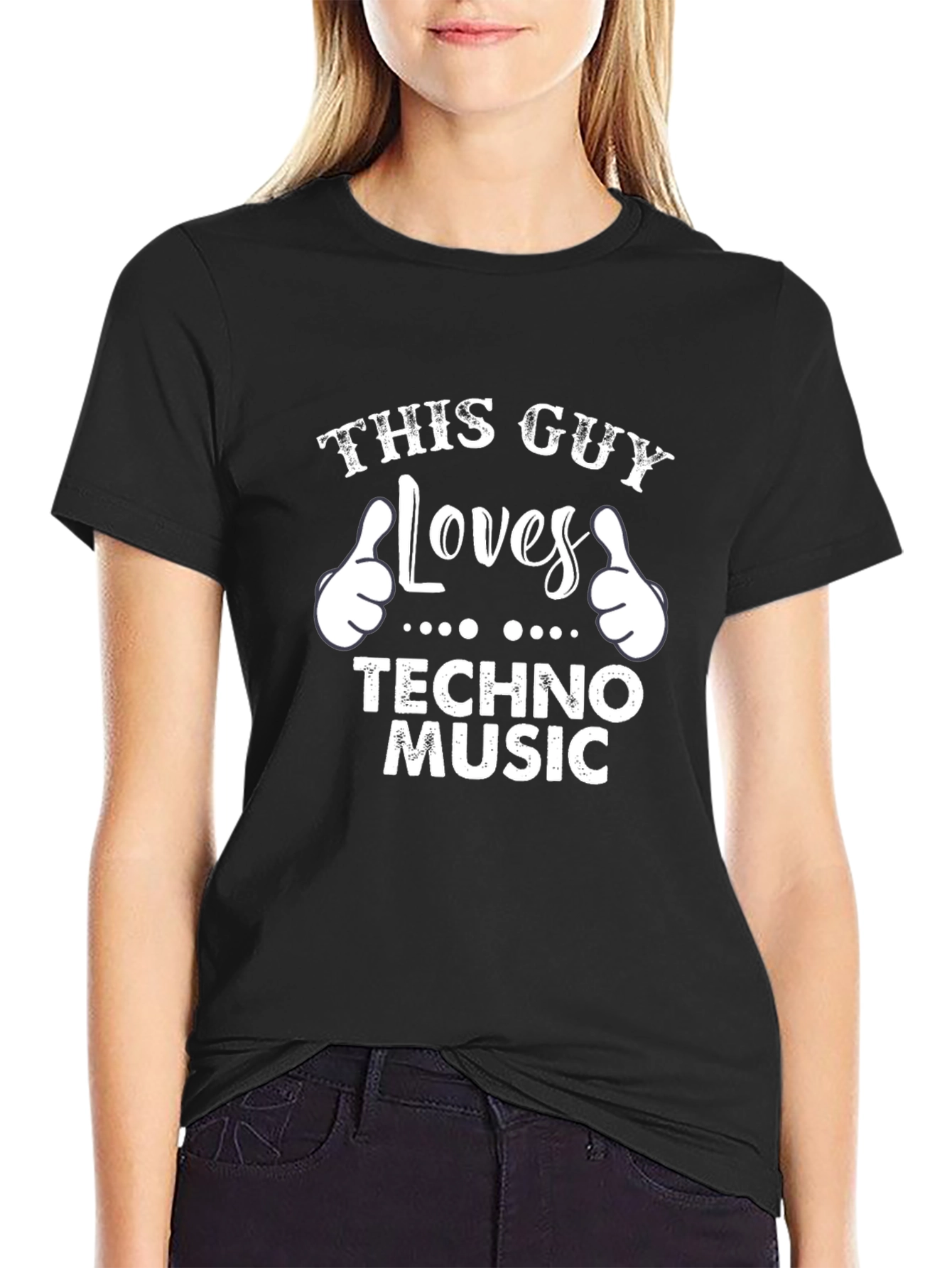 This Guy Loves Techno Music T-Shirt - Black