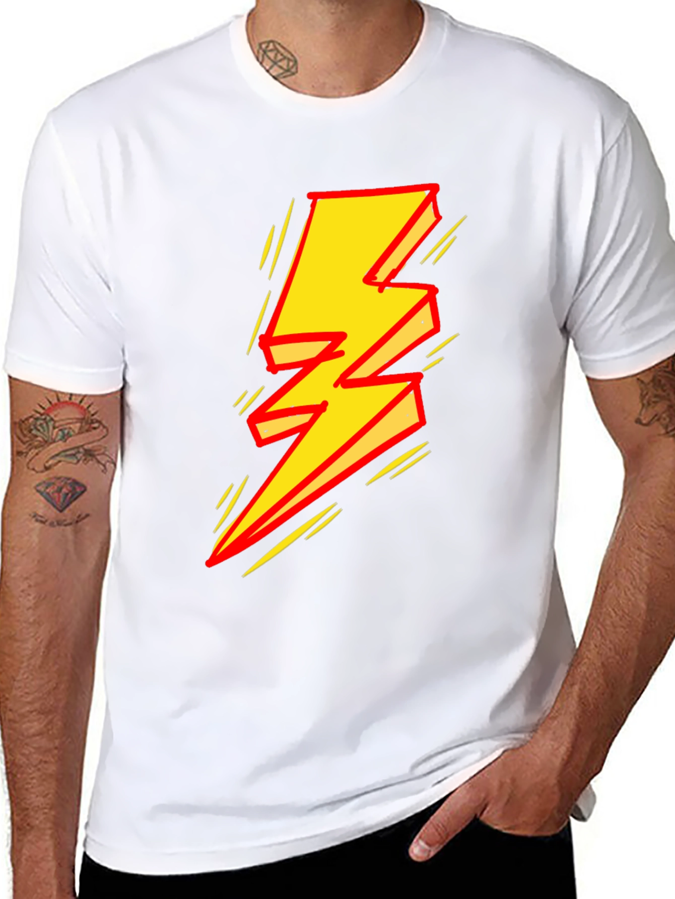 Bold Lightning Bolt Graphic T-Shirt