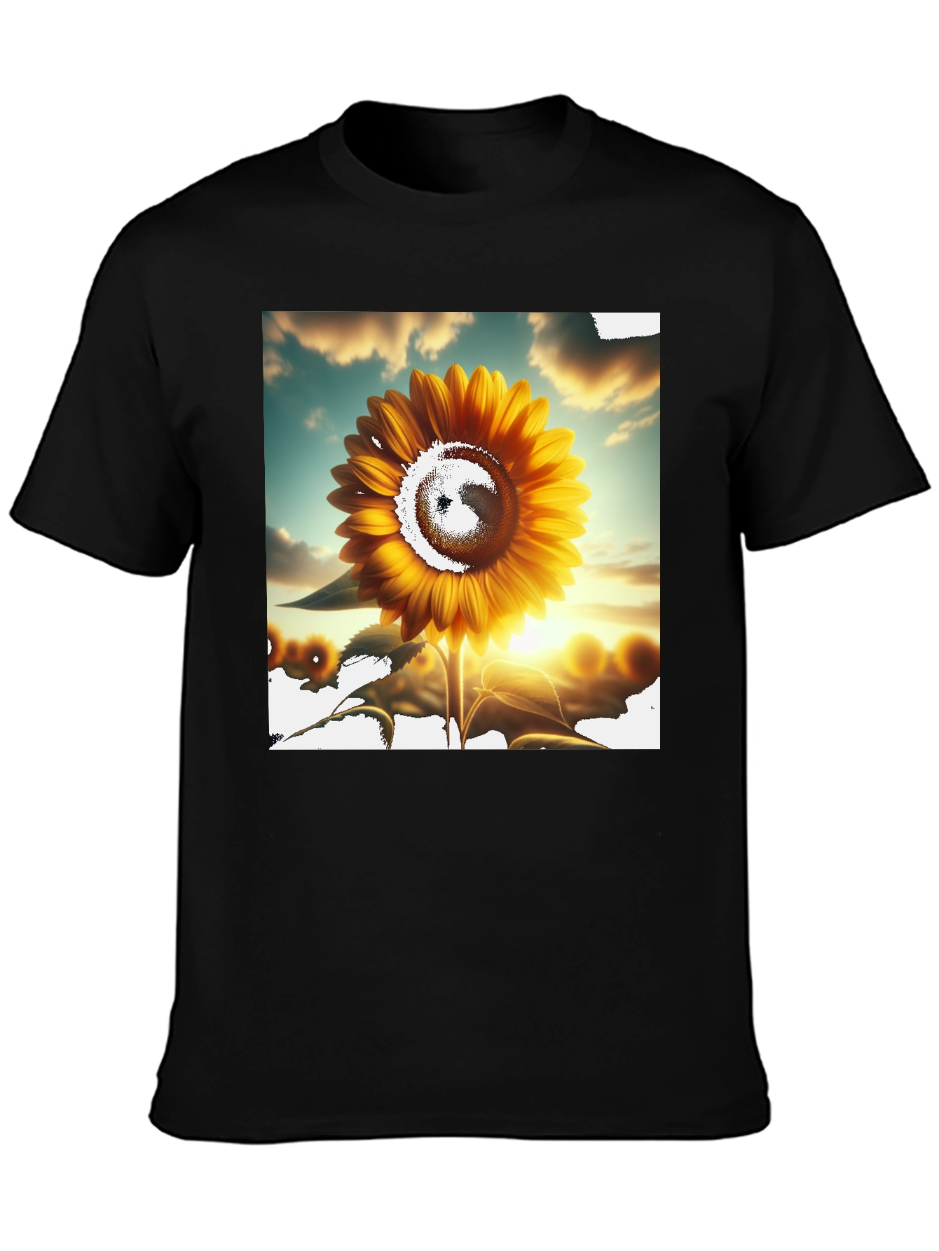 Sunflower Graphic Tee - Black Casual T-Shirt