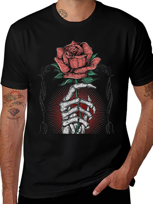 Rose & Bones Graphic Tee - Mens Black T-Shirt