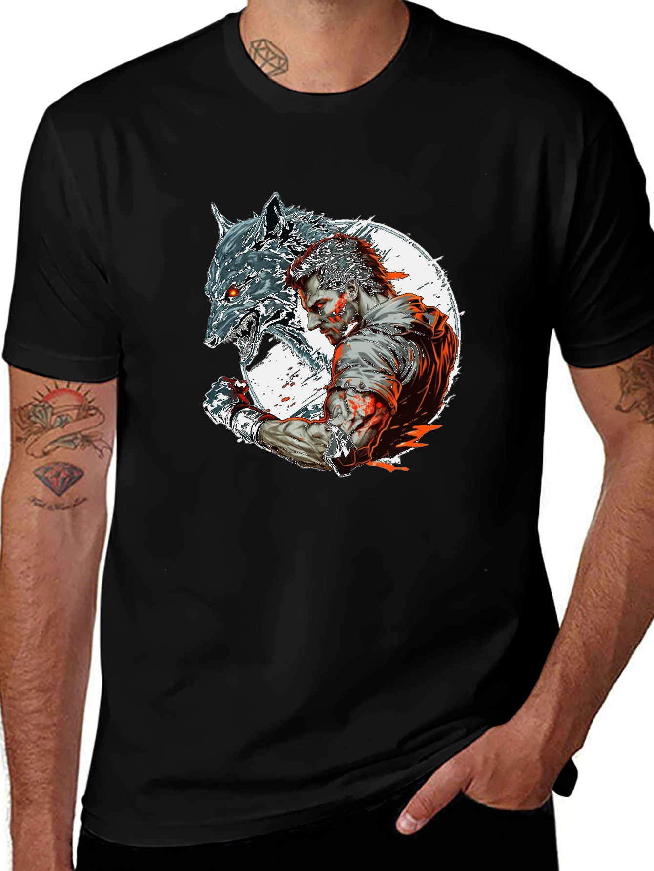 Wolfman Graphic Tee - Black Crew Neck