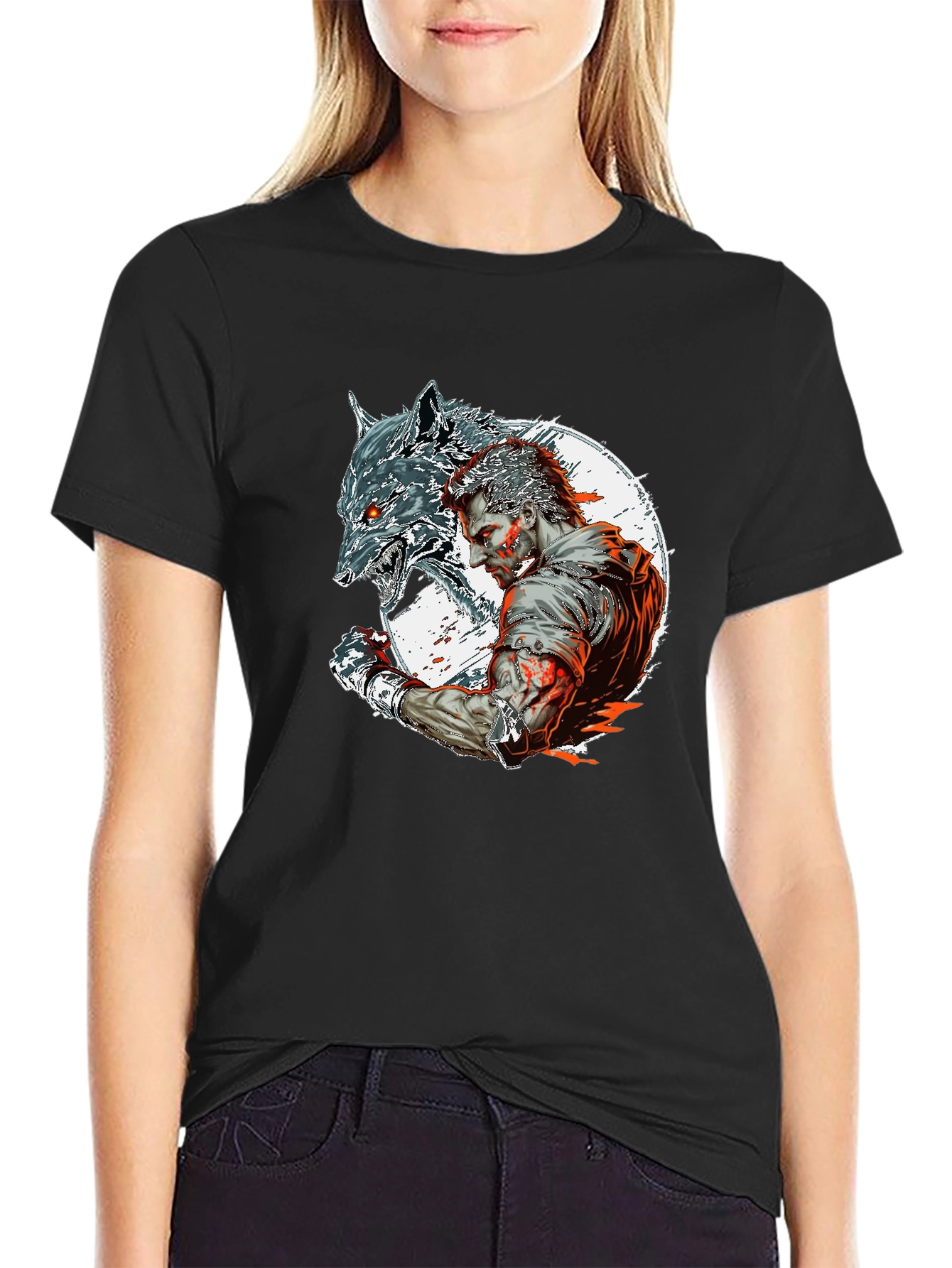 Wolfman Graphic Tee - Black Crew Neck