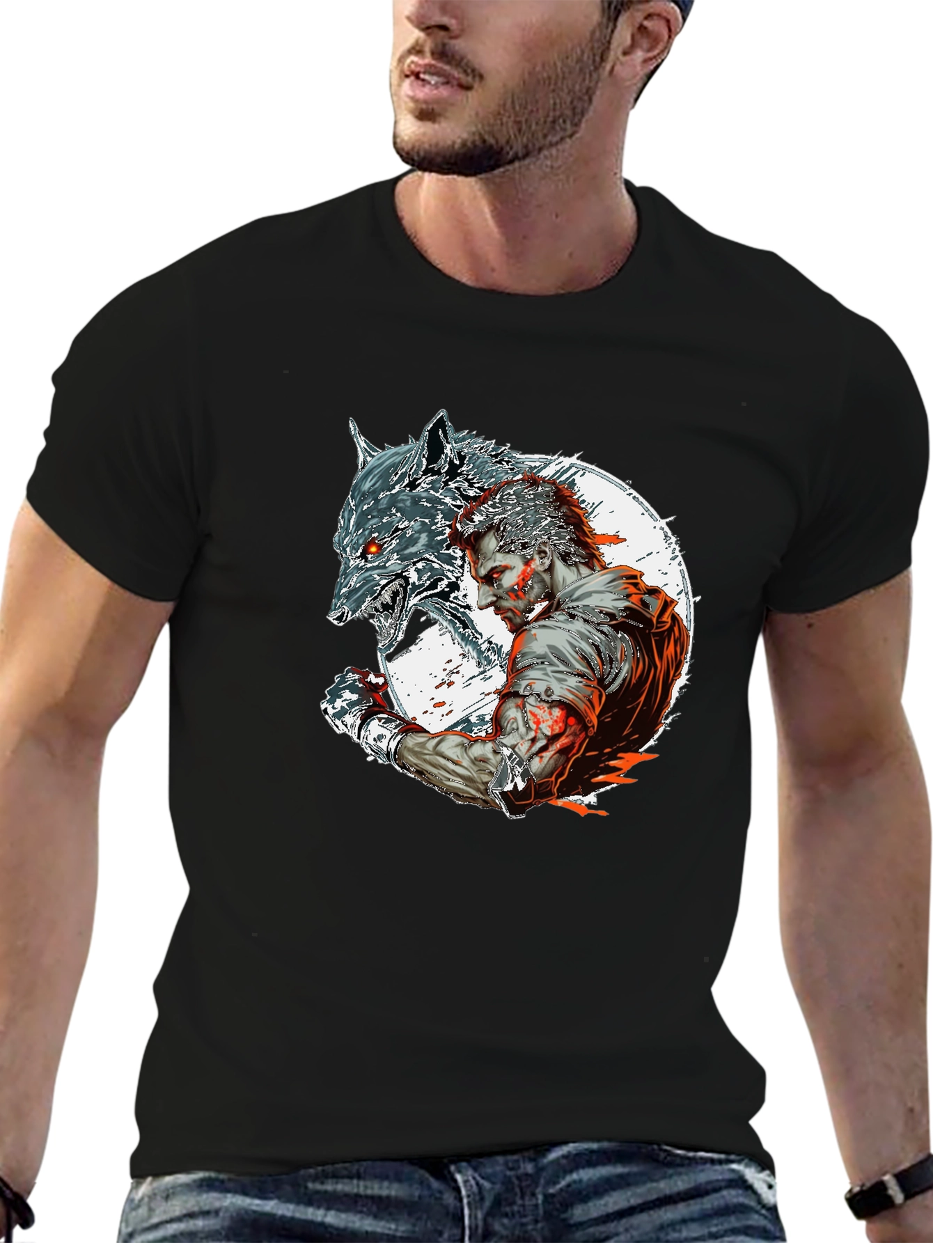 Wolfman Graphic Tee - Black Crew Neck
