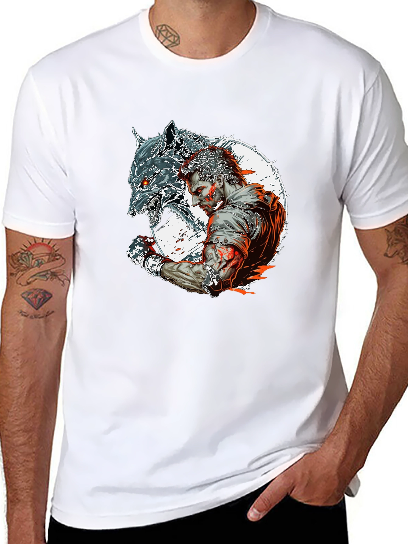 Wolfman Graphic Tee - Black Crew Neck