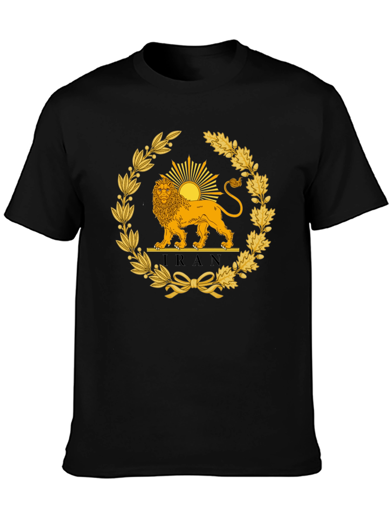 Iran Lion & Sun Emblem T-Shirt - Black
