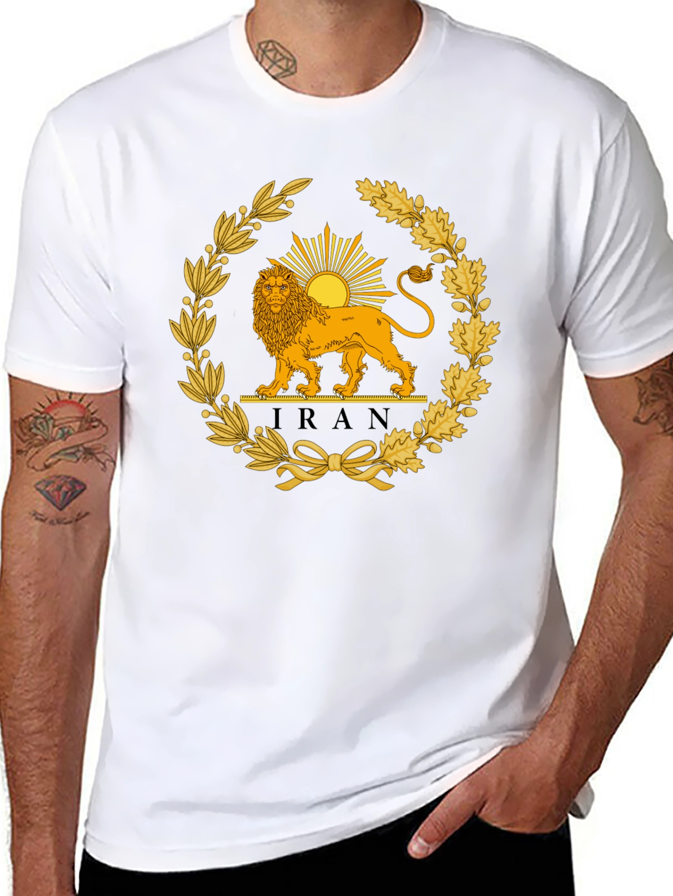 Iran Lion & Sun Emblem T-Shirt - Black