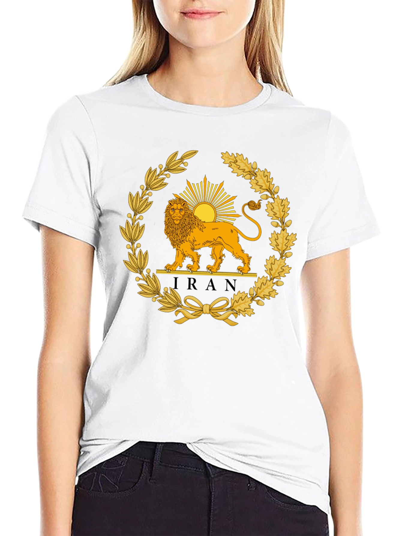 Iran Lion & Sun Emblem T-Shirt - Black
