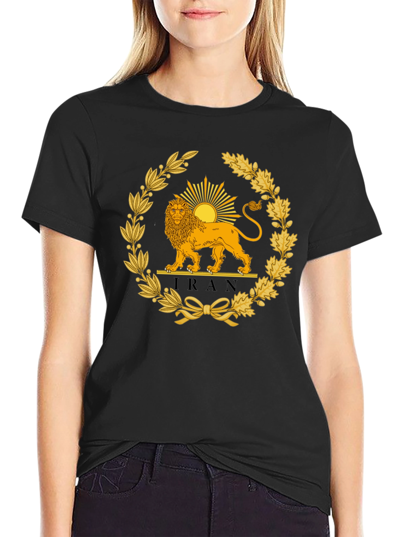 Iran Lion & Sun Emblem T-Shirt - Black