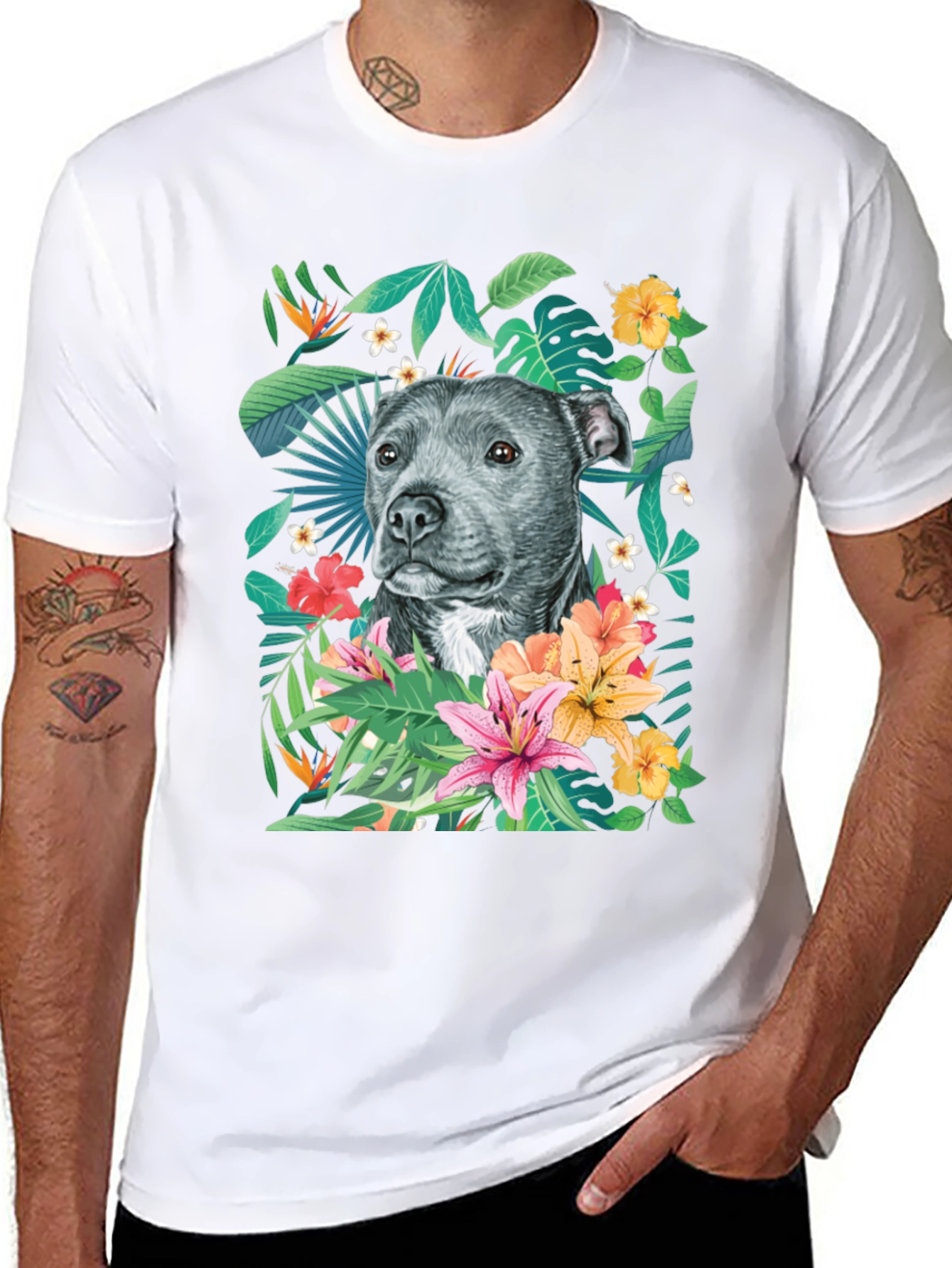 Tropical Pitbull Graphic Tee