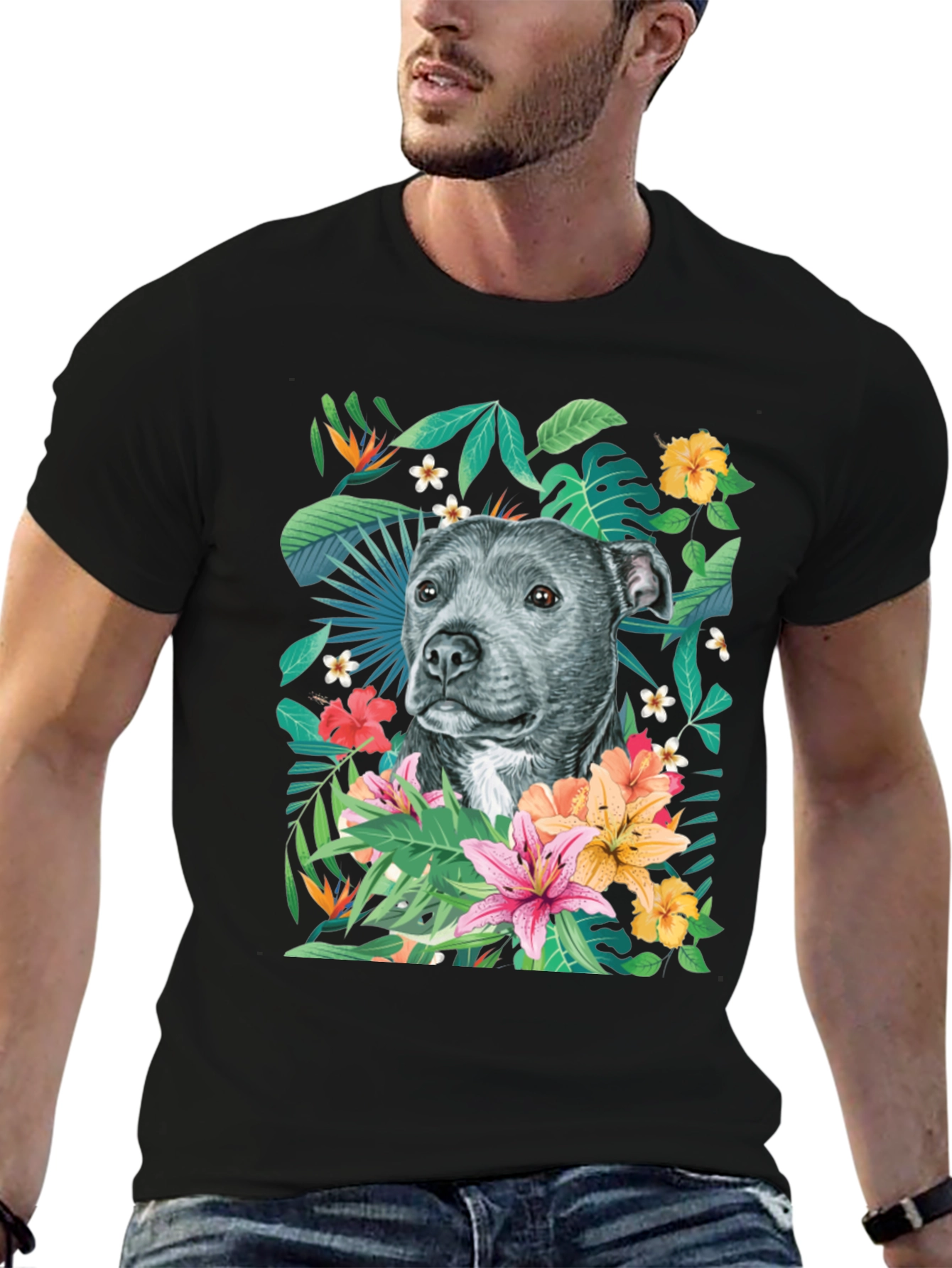 Tropical Pitbull Graphic Tee