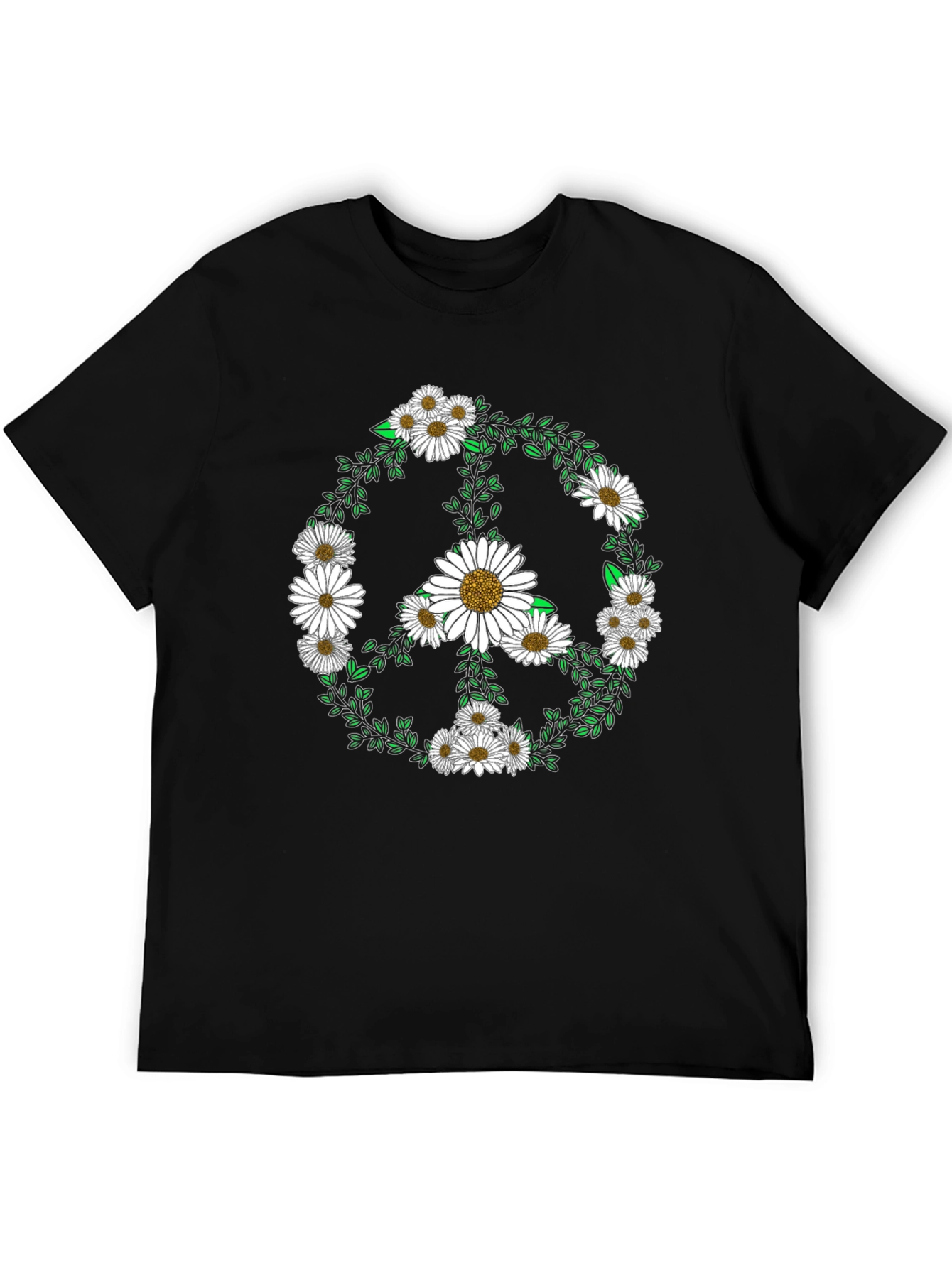 Daisy Peace Sign Black T-Shirt