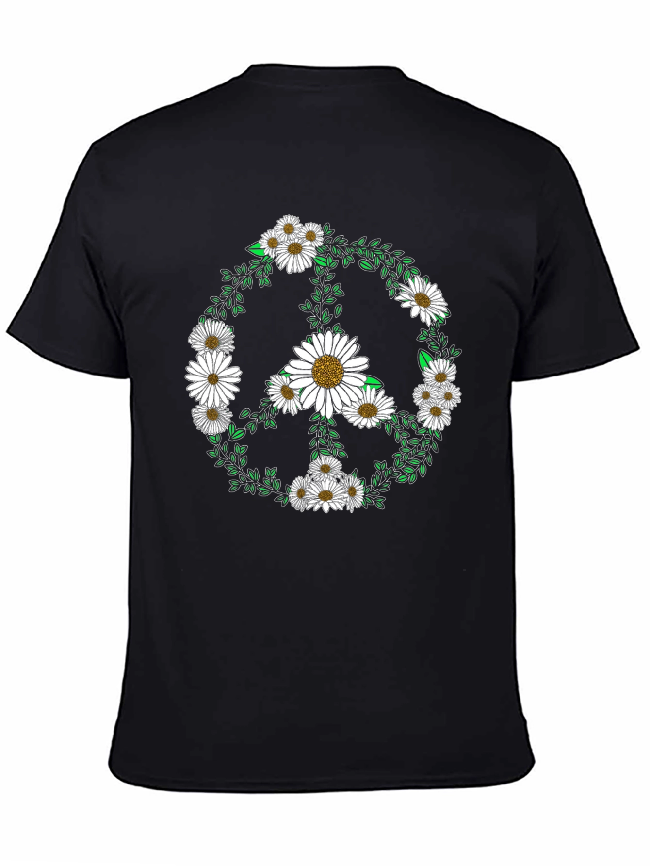 Daisy Peace Sign Black T-Shirt