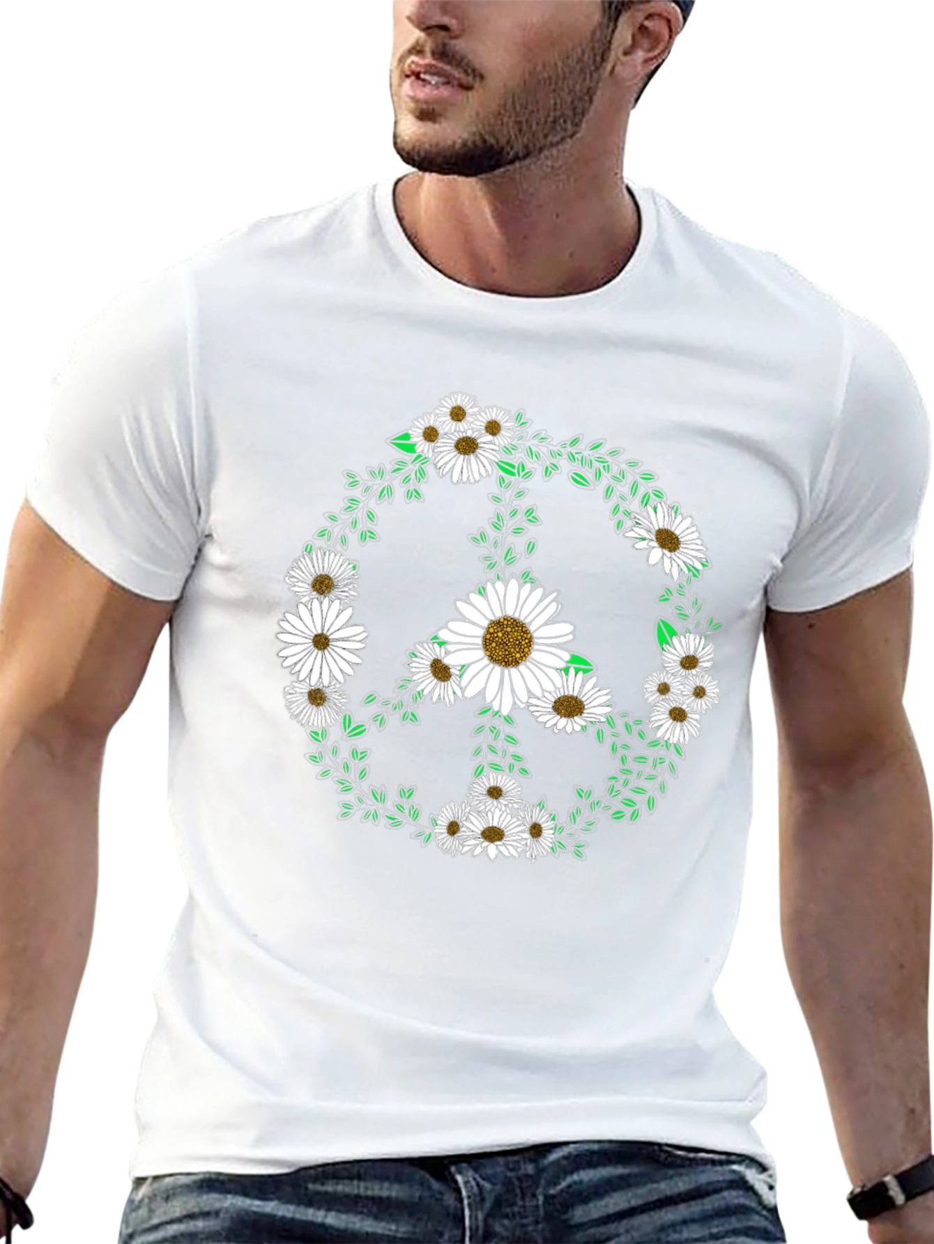 Daisy Peace Sign Black T-Shirt