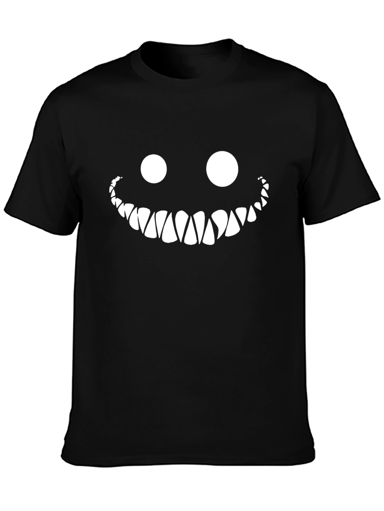 Mens Black T-Shirt with White Monster Smile Graphic