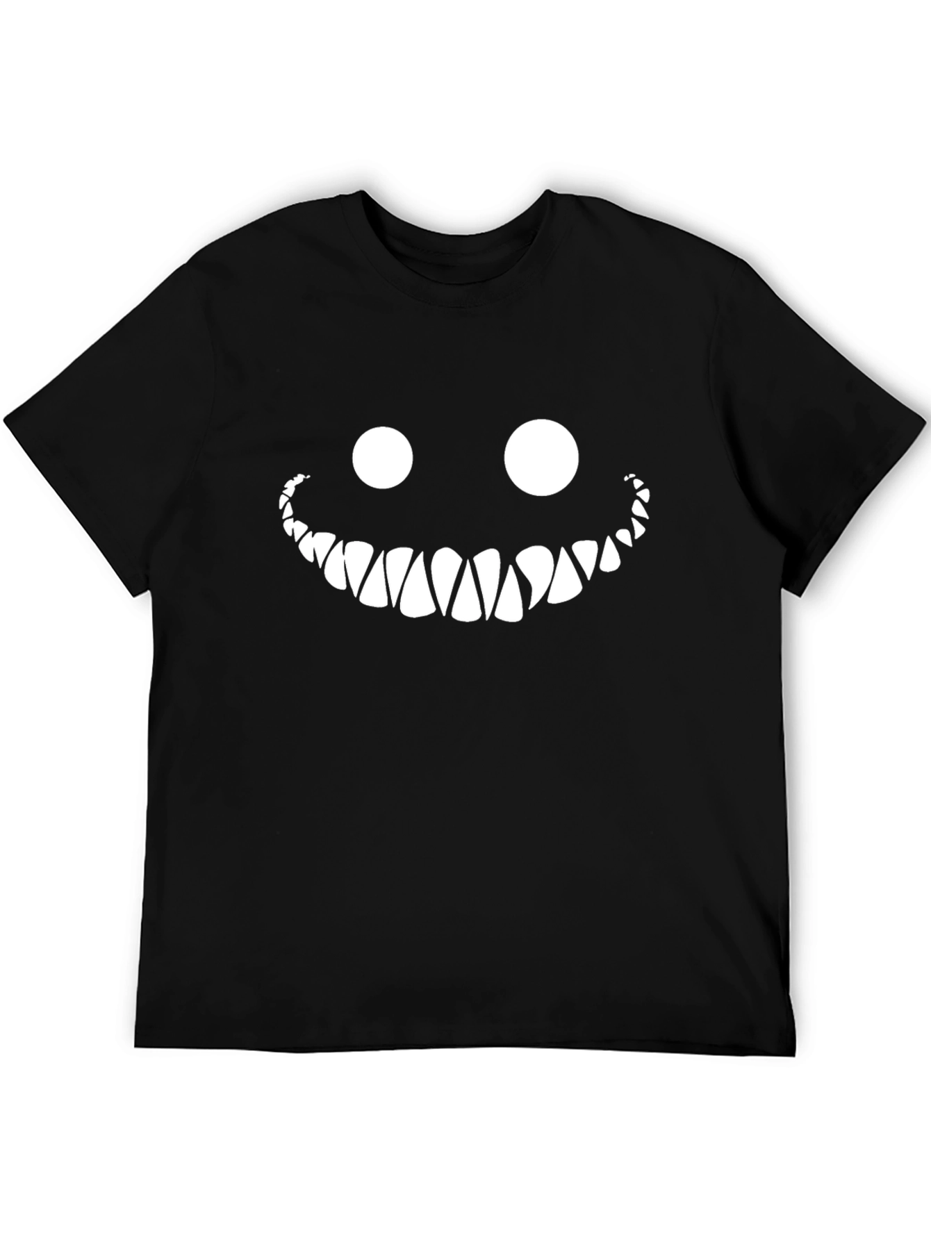 Mens Black T-Shirt with White Monster Smile Graphic