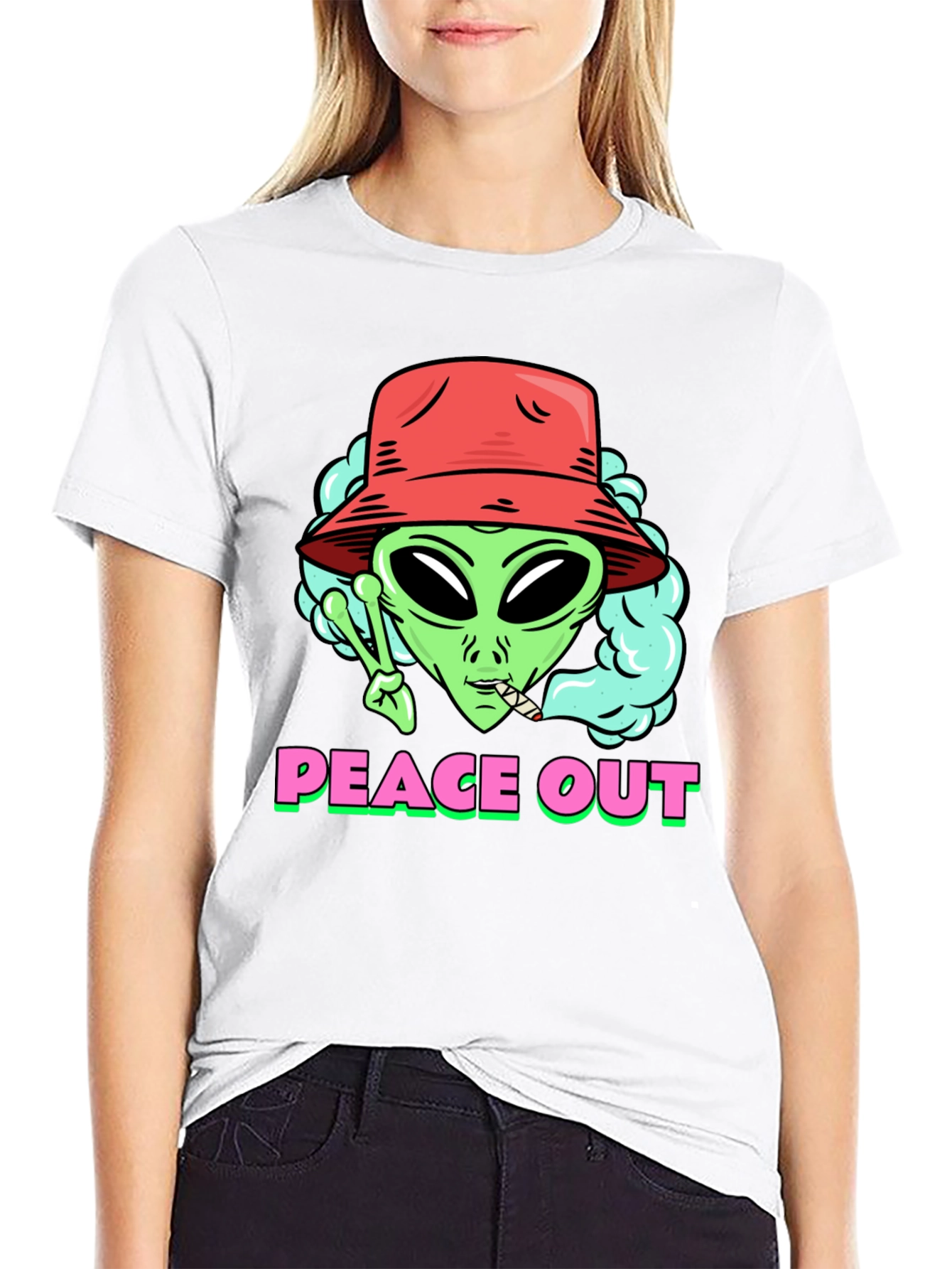 Peace Out Alien Graphic T-Shirt
