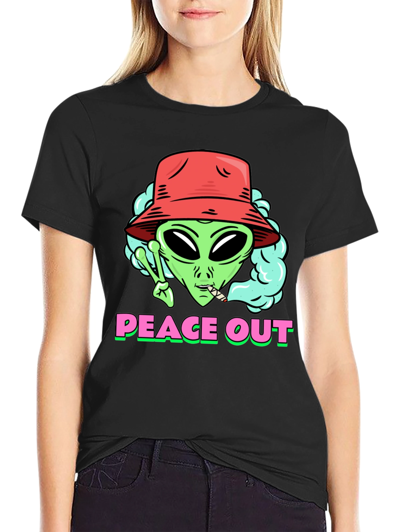 Peace Out Alien Graphic T-Shirt