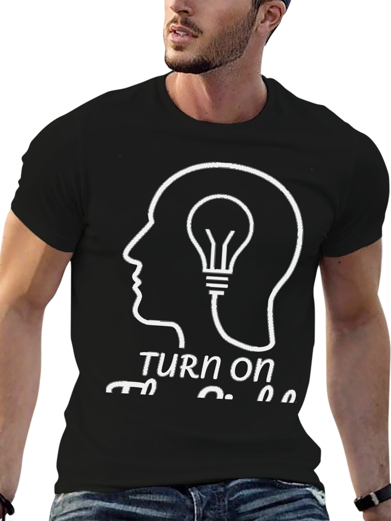 Turn On The Idea Black Graphic Tee