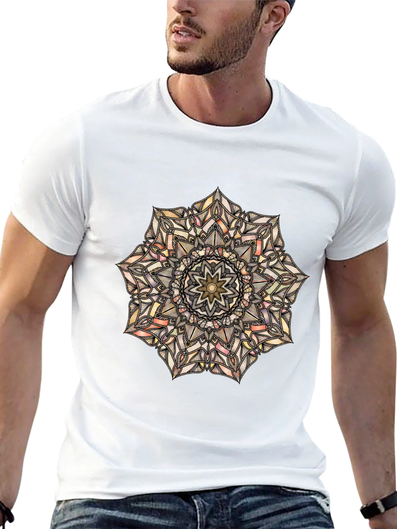 Mandala Print Black T-Shirt