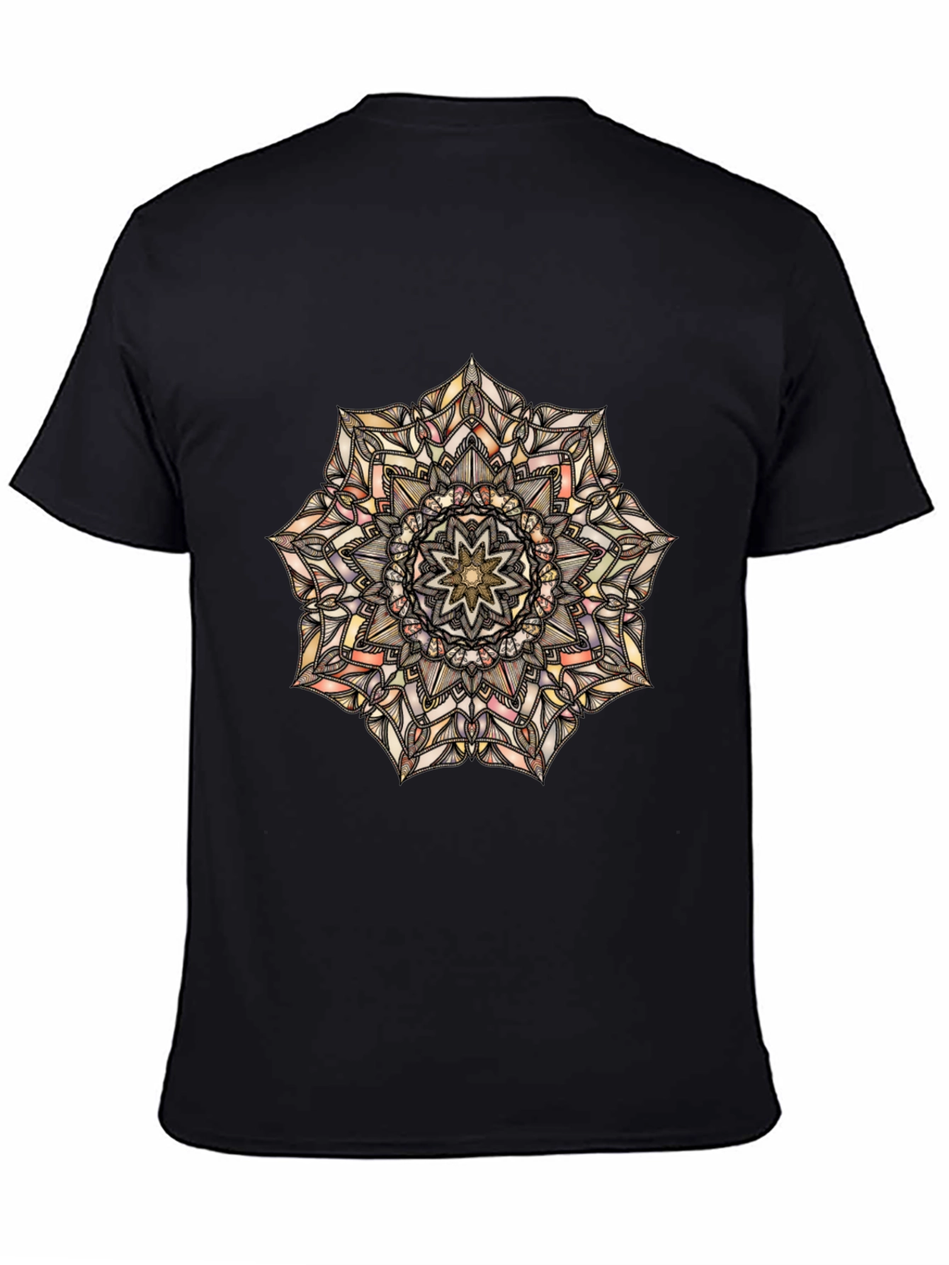 Mandala Print Black T-Shirt