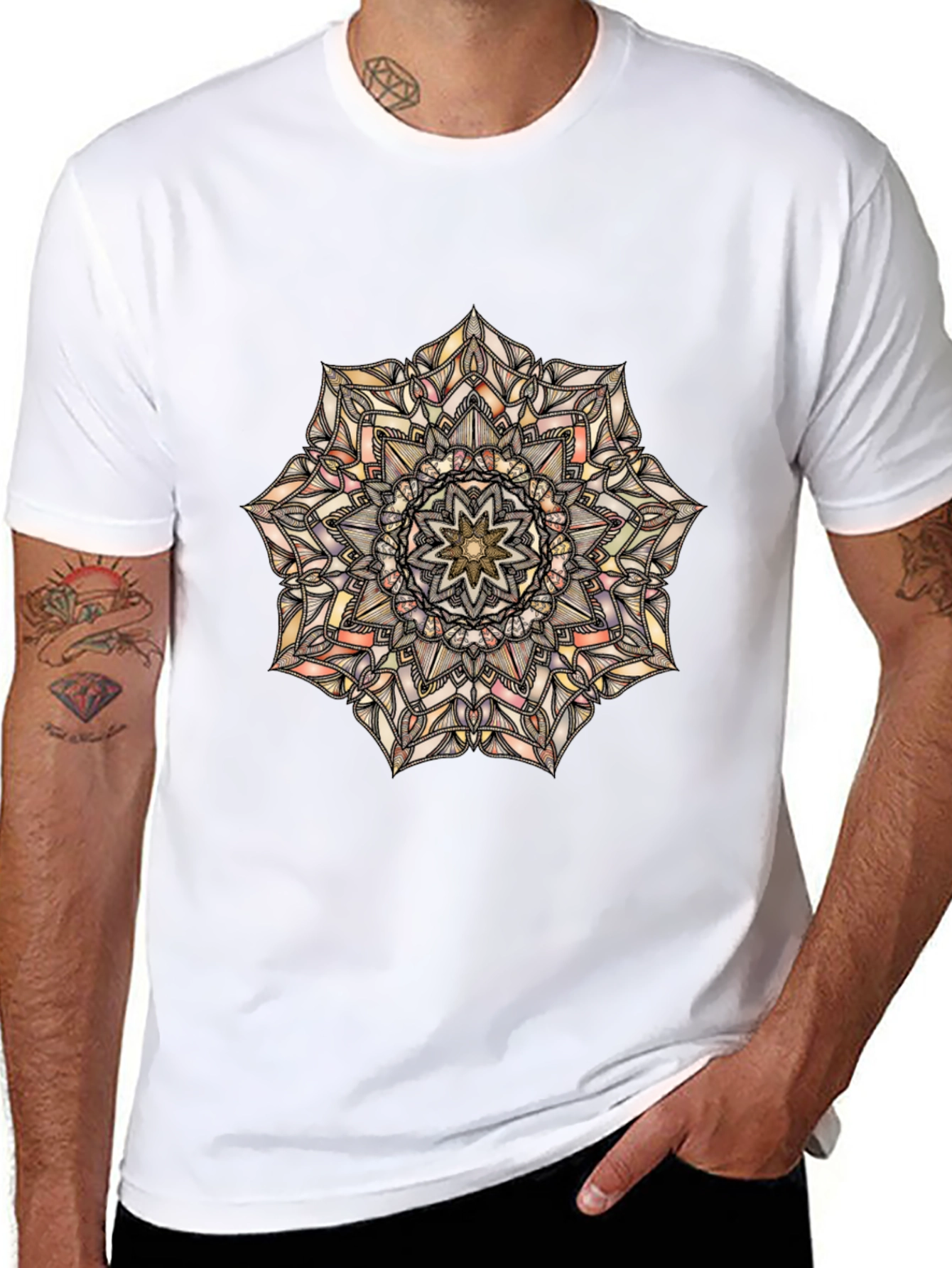 Mandala Print Black T-Shirt