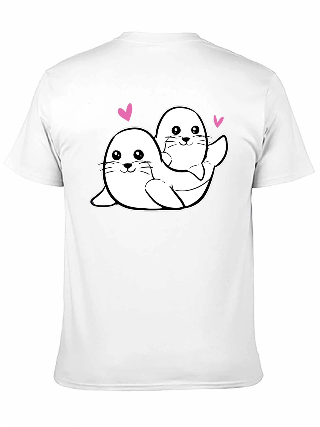 Cute Seal Couple Black T-Shirt