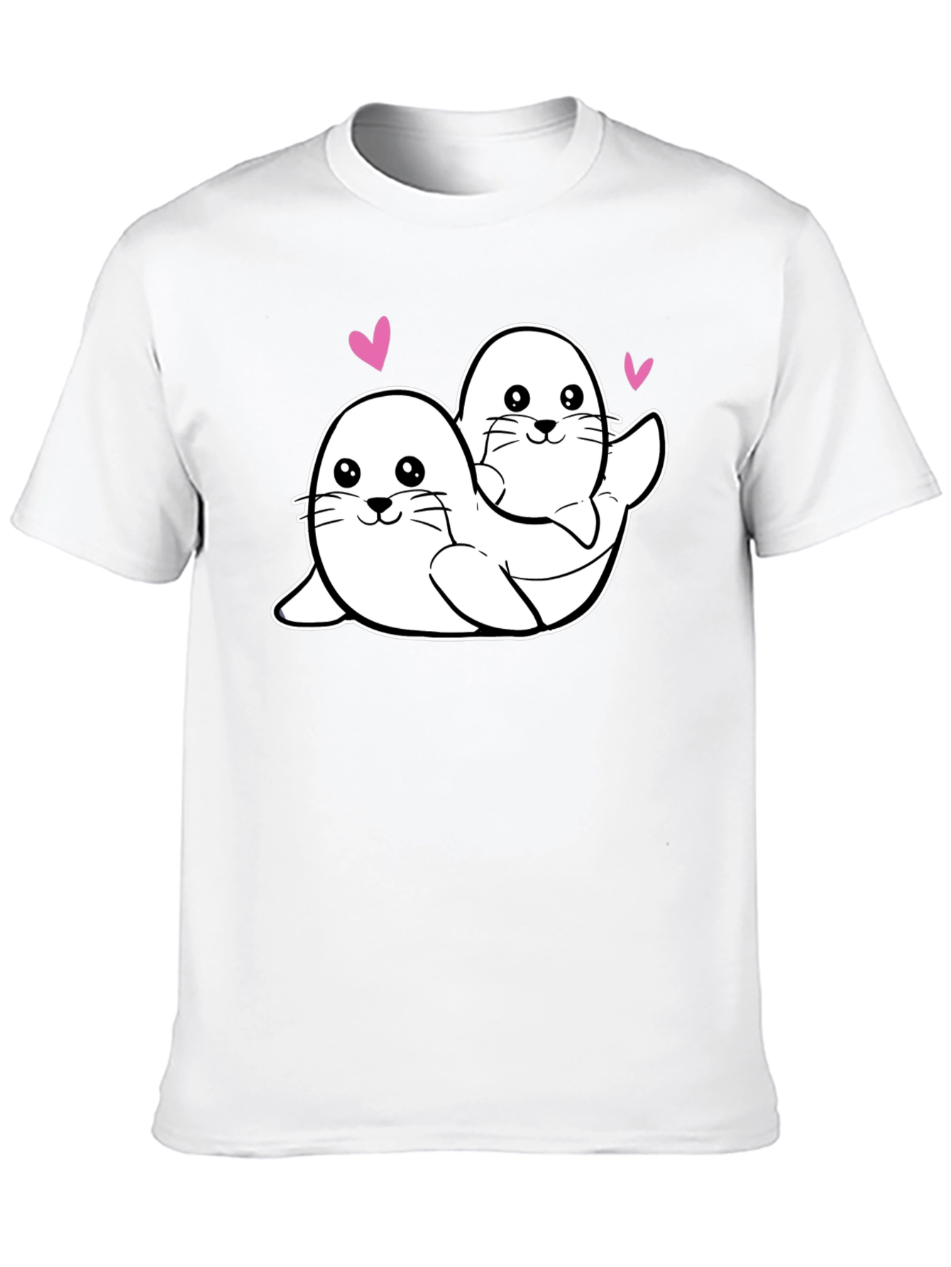 Cute Seal Couple Black T-Shirt