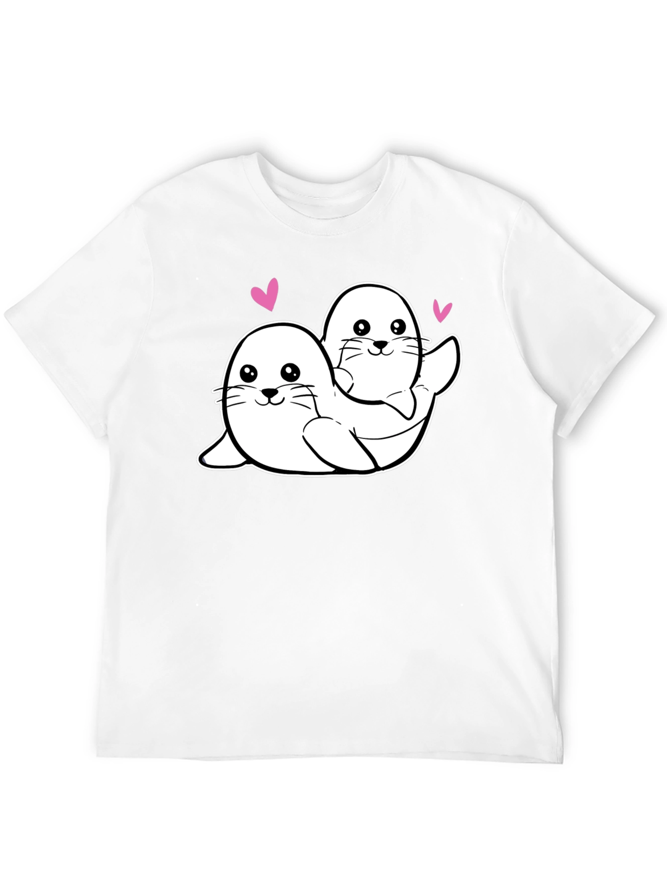 Cute Seal Couple Black T-Shirt
