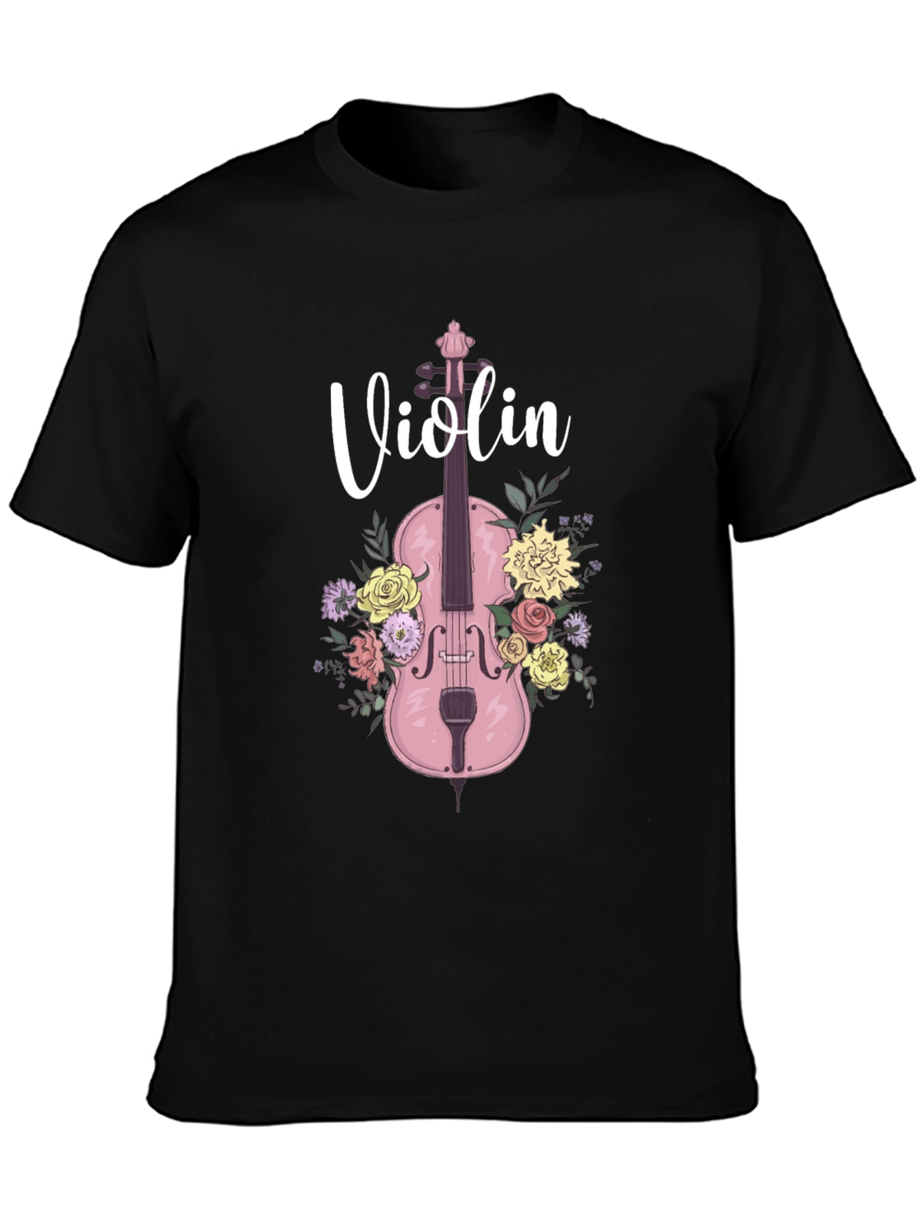 Floral Violin T-Shirt - Musical Design