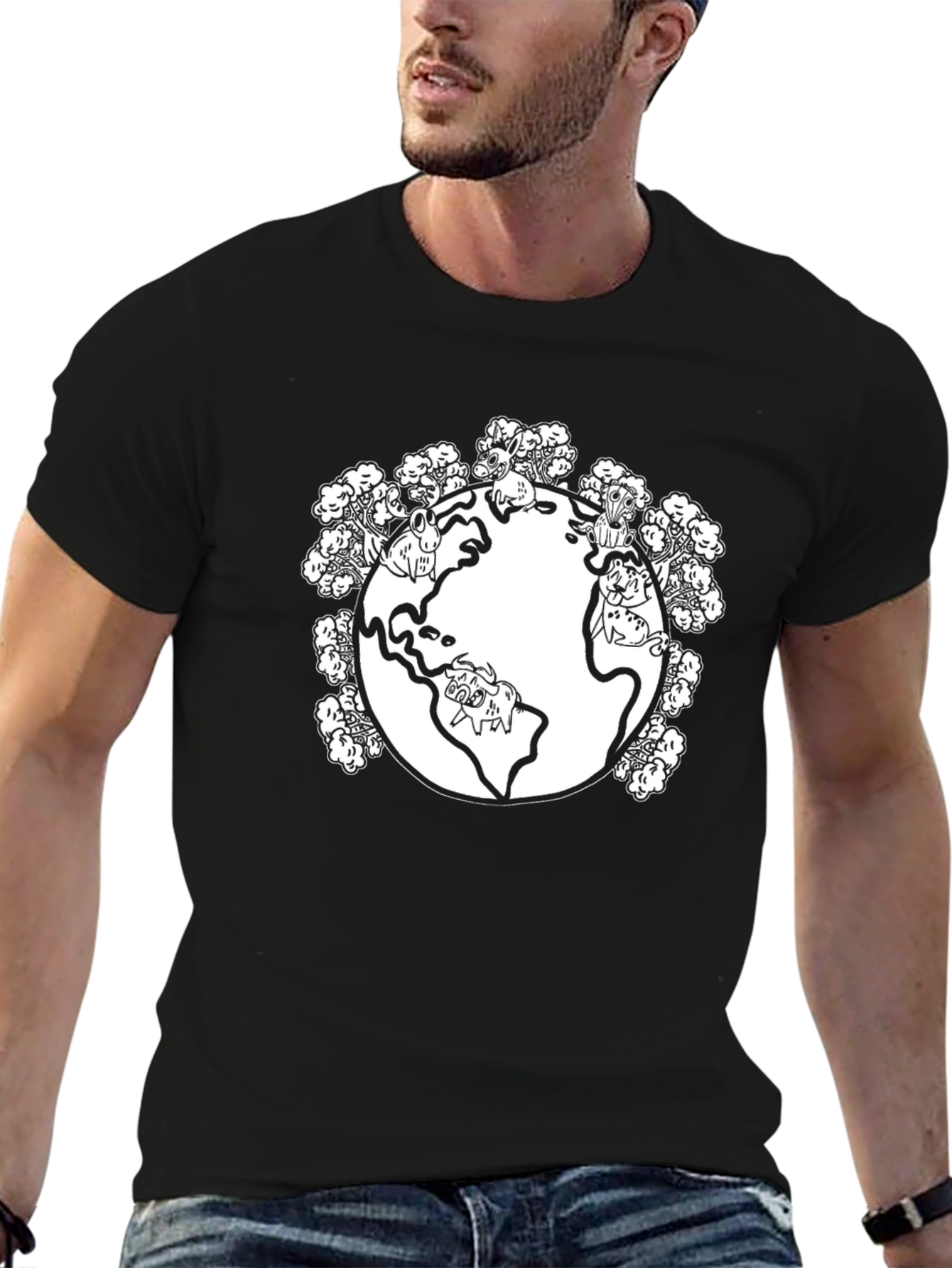 Pug Planet Mens Graphic T-Shirt