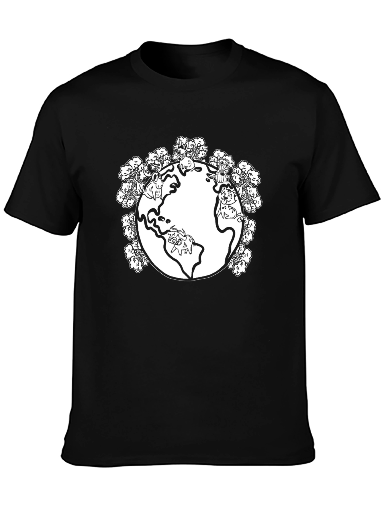 Pug Planet Mens Graphic T-Shirt