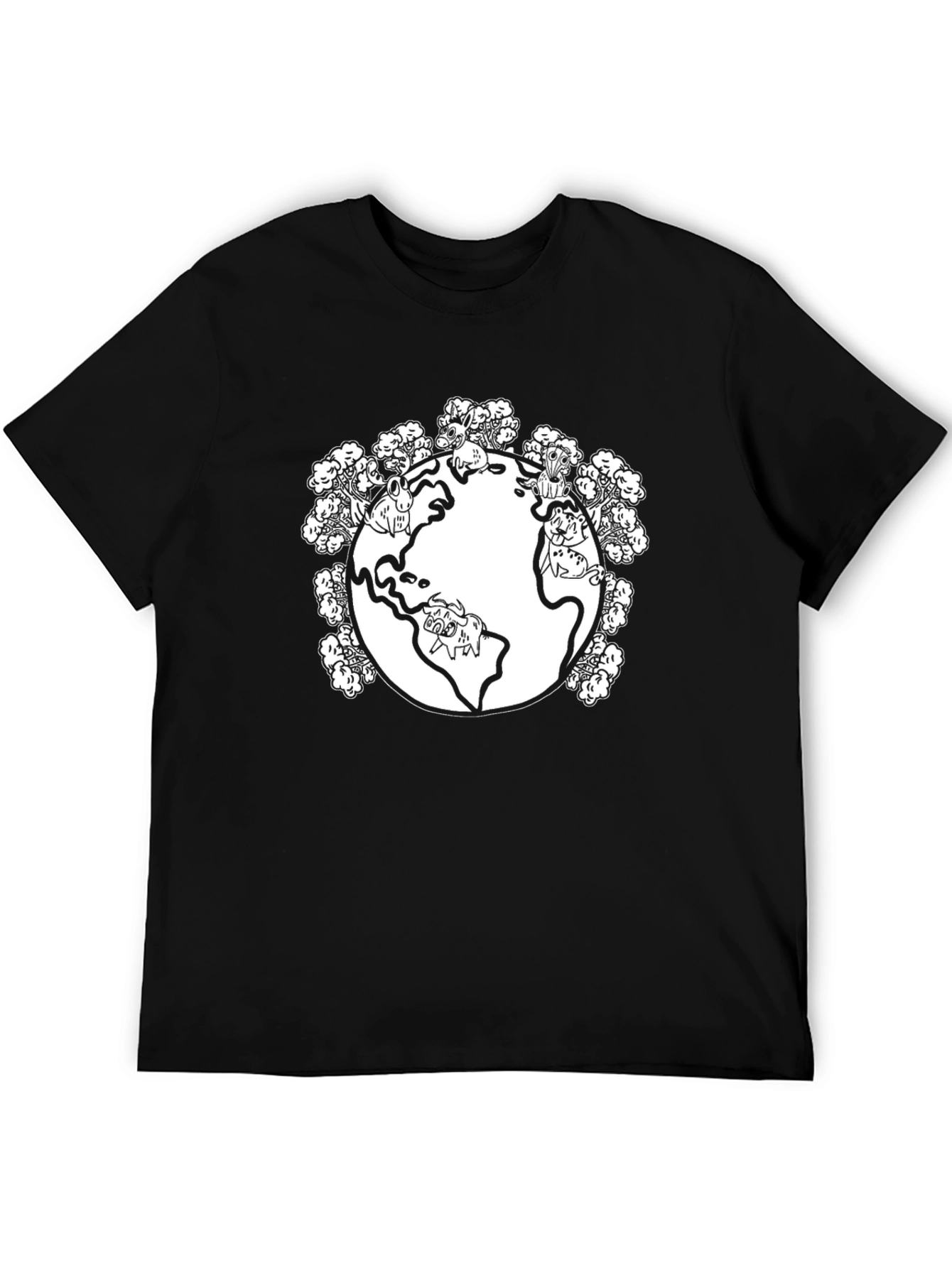 Pug Planet Mens Graphic T-Shirt