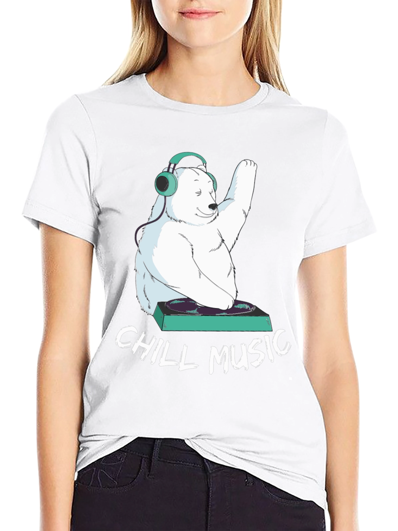 Chill Music Bear Graphic Tee - Cool DJ T-Shirt